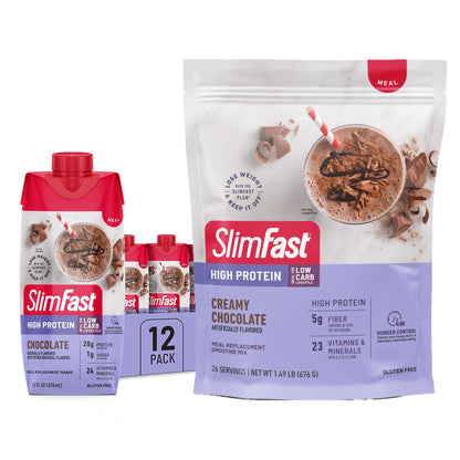 SlimFast High Protein Chocolate Bundle- 12 Count of Chocolate High Protein Meal SlimFastUS supplements