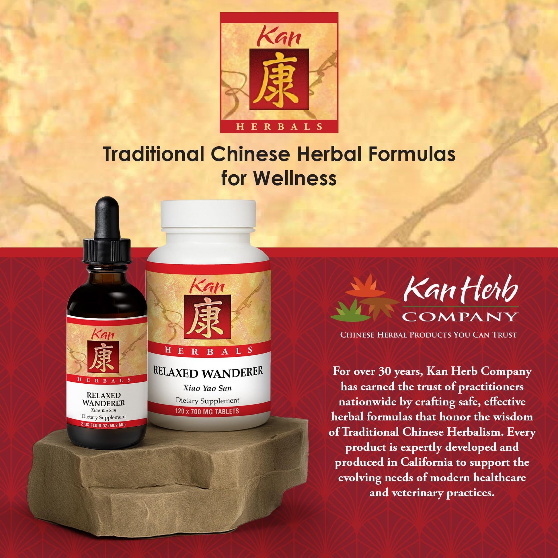 Kan Herbs Company Relaxed Wanderer – Traditional Chinese Herbal Formula to Support Mood, Digestion, and Menstrual Balance, Nourishes Blood, Eases Occasional Tension and Fatigue, 120 Tablets Kan HerbAu supplements