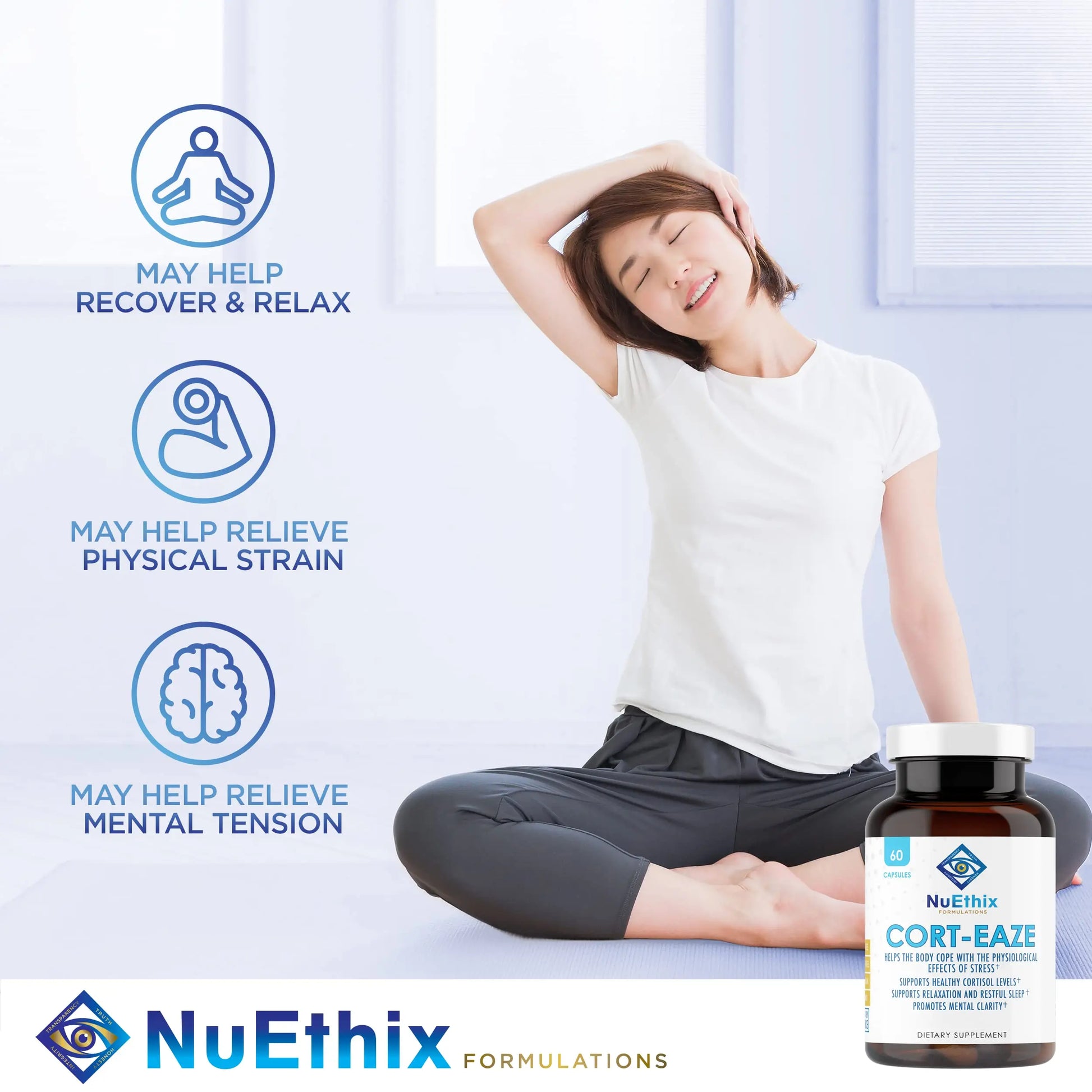 NuEthix Formulations Relaxation Supplement Bundle: Cort-Eaze Cortisol-Control Supplement, 60 Capsules, 30 Servings and Relax Liposomal, 2 Fluid Ounces, 30 Servings NuEthix Formulationsnz supplements