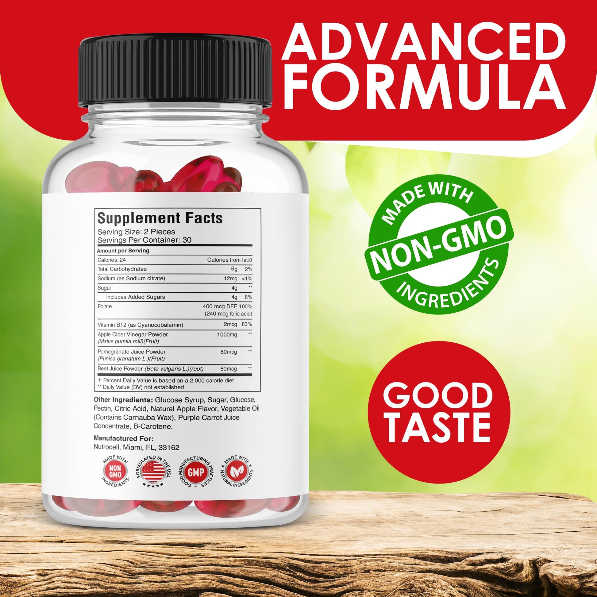 Nutrocell Simpli Health ACV Ketos Gummies Keto Apple Cider Vinegar 1050mg, Simplihealth NutrocellUS supplements