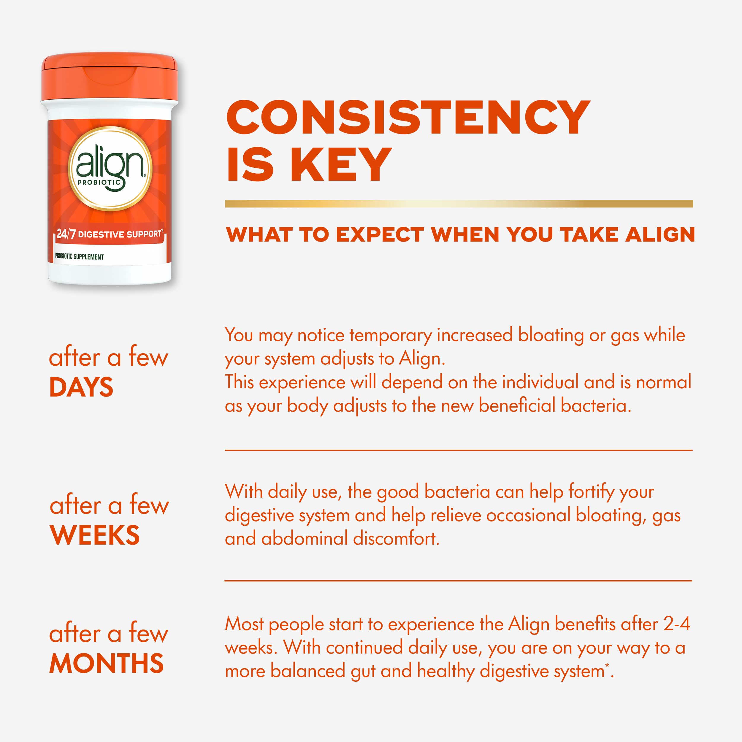 Align Probiotic, 24/7 Digestive Support*§, Probiotics for Women and Men, Probiotics for Digestive Health, Men and Womens Probiotic Capsules Help Relieve Occasional Bloating & Gas*, 49 Capsules AlignAu supplements