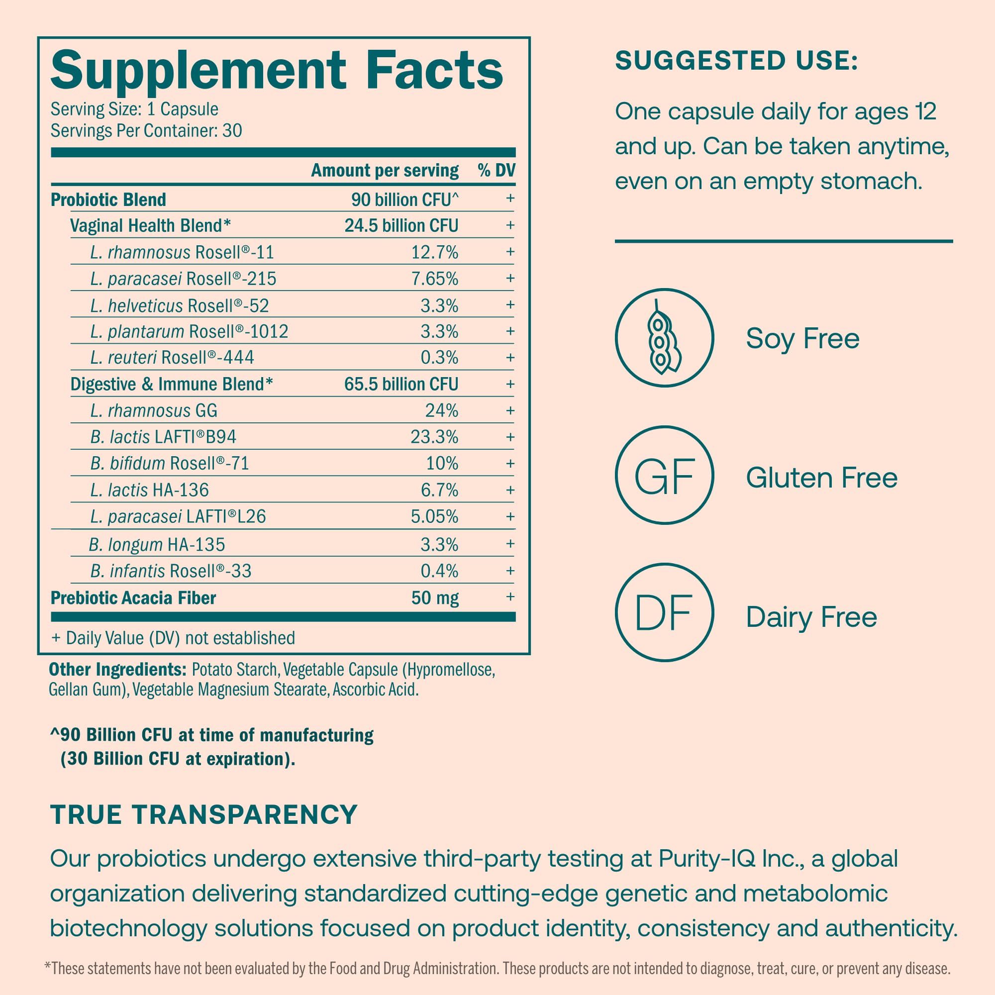 True Grace One Daily Women’s Probiotic - 30 Vegetarian Capsules - Digestive, Vaginal True GraceAu supplements