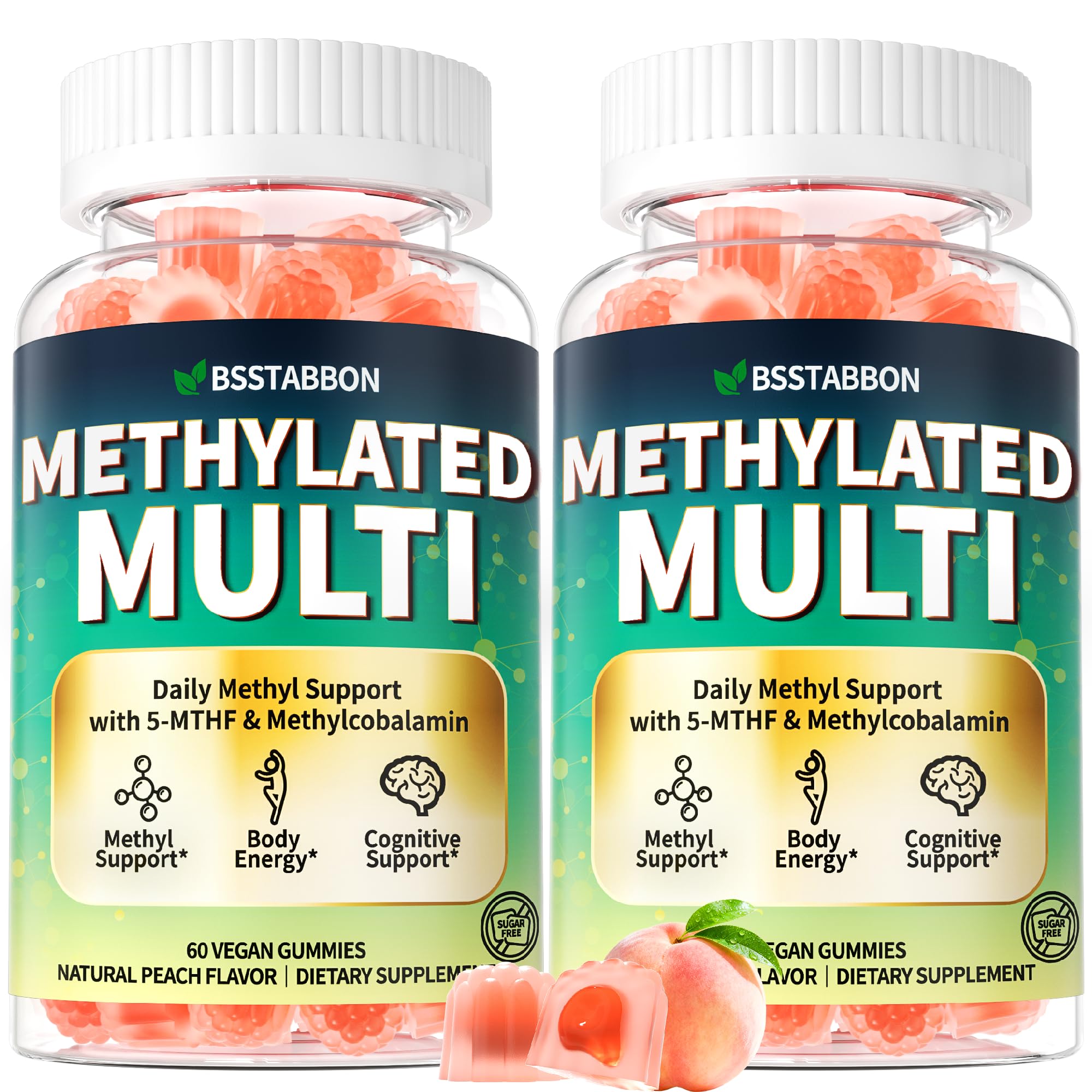 BSSTABBON Methylated Multivitamin for Women Men: Organic Iron Free Multivitamins Gummies plus 5-MTHF Active B12 P5P CoQ10 NAC TMG - Chewable Sugar Free Gummy for Energy Immune Overall Health(120Count) BSSTABBONAu supplements