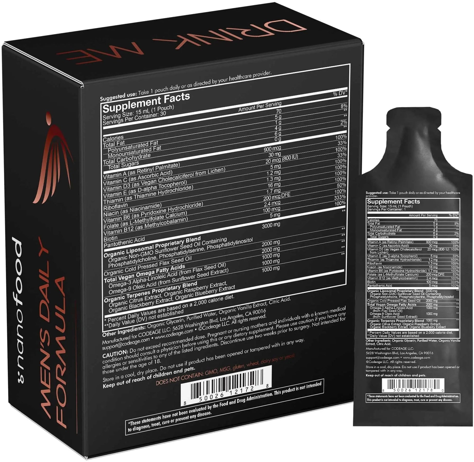 Codeage Daily Men Liquid Vitamins Supplement - Liposomal Multivitamin A, B, C, D, E, Biotin, Omega-3 & Omega-9 CodeageAu supplements