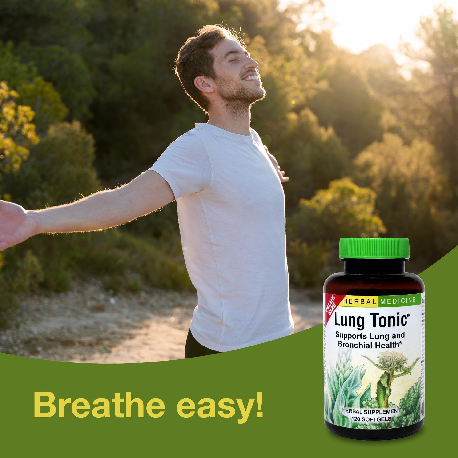Herbs Etc. Lung Tonic - Lung Supplement for Bronchial Support - Healthy Breathing Support with Mullein, Horehound & Grindelia - 120 Softgels Herbs Etc.Au supplements