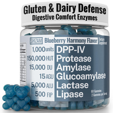 Gluten & Lactase Digestive Enzyme Gummies – Lactase Pancreatic Enzymes with DPP‑IV Lipase Gluco‑Amylase Lactase, Drops Chewables Capsules Pills Powder Supplement Alt, Pancreatic Support, for Kids SHIZAMAu supplements