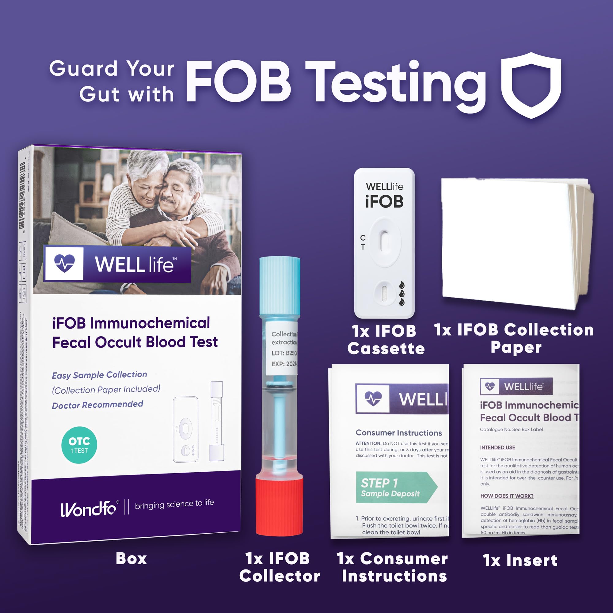 WELLlife iFOB Immunochemical Fecal Occult Blood Test, Colon Screening Test Kit Stool Test at Home Easy to Use, 1 Test Detect Hidden Blood in 10 Minutes FOB Test for Home WELL LIFEAu supplements