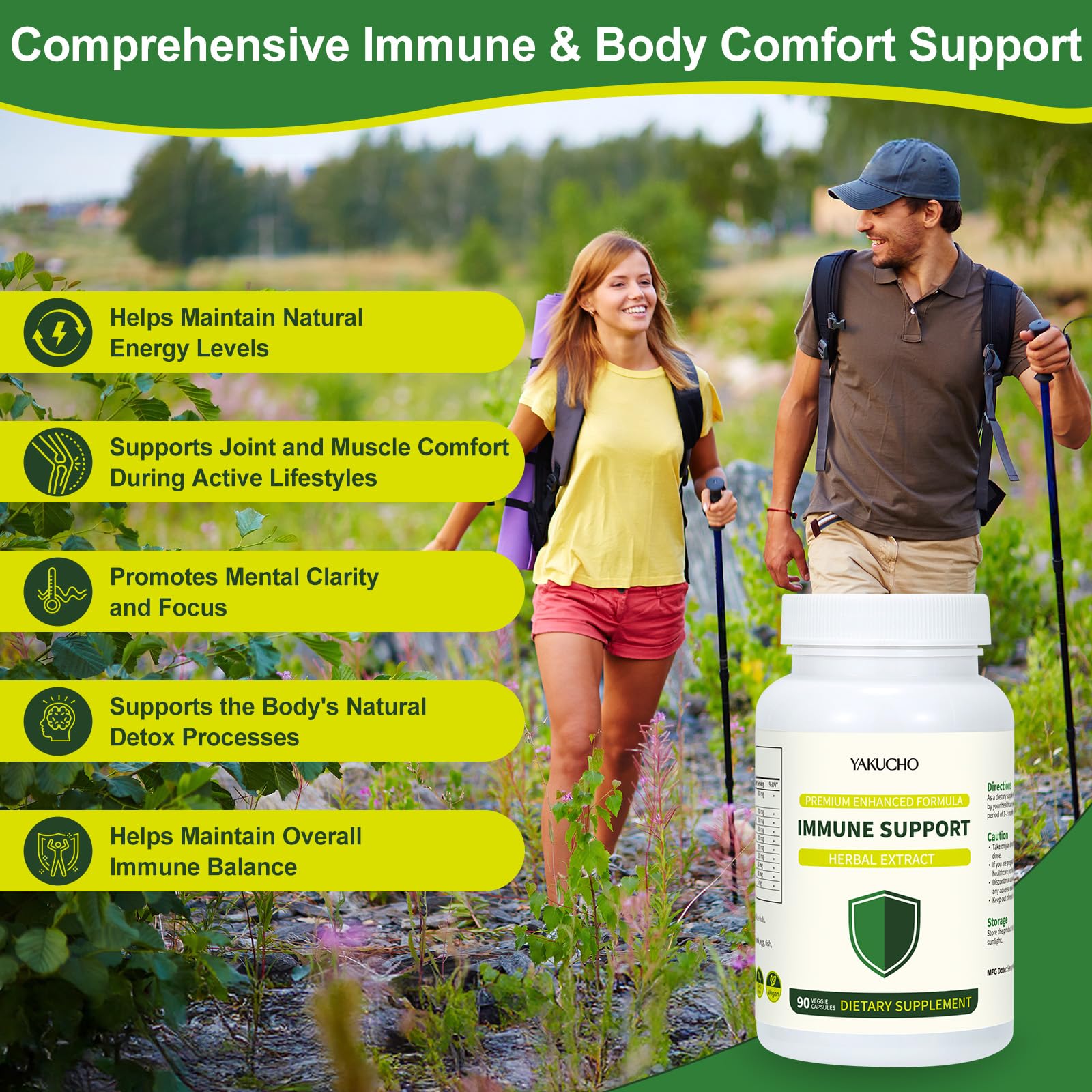 Herbal Immune Support Supplement, Vegan Capsules with Japanese Knotweed, Cat’s Claw, Skullcap & Sanguinolenta, Supports Immune Health & Overall Wellness, Gluten-Free YakuchoAu supplements