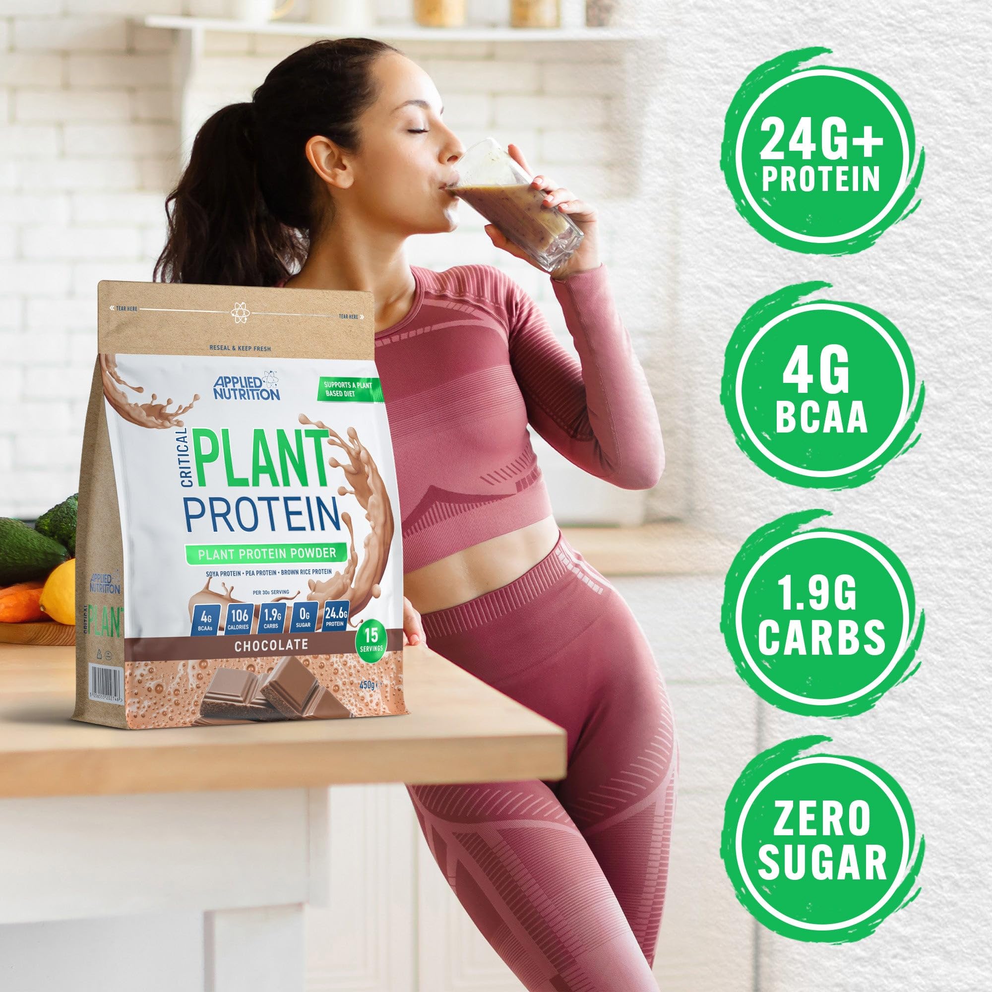 Applied Nutrition Plant Protein Powder – Critical Plant Vegan Protein Shake with SOYA, Pea, Brown Rice Proteins Applied NutritionAu supplements