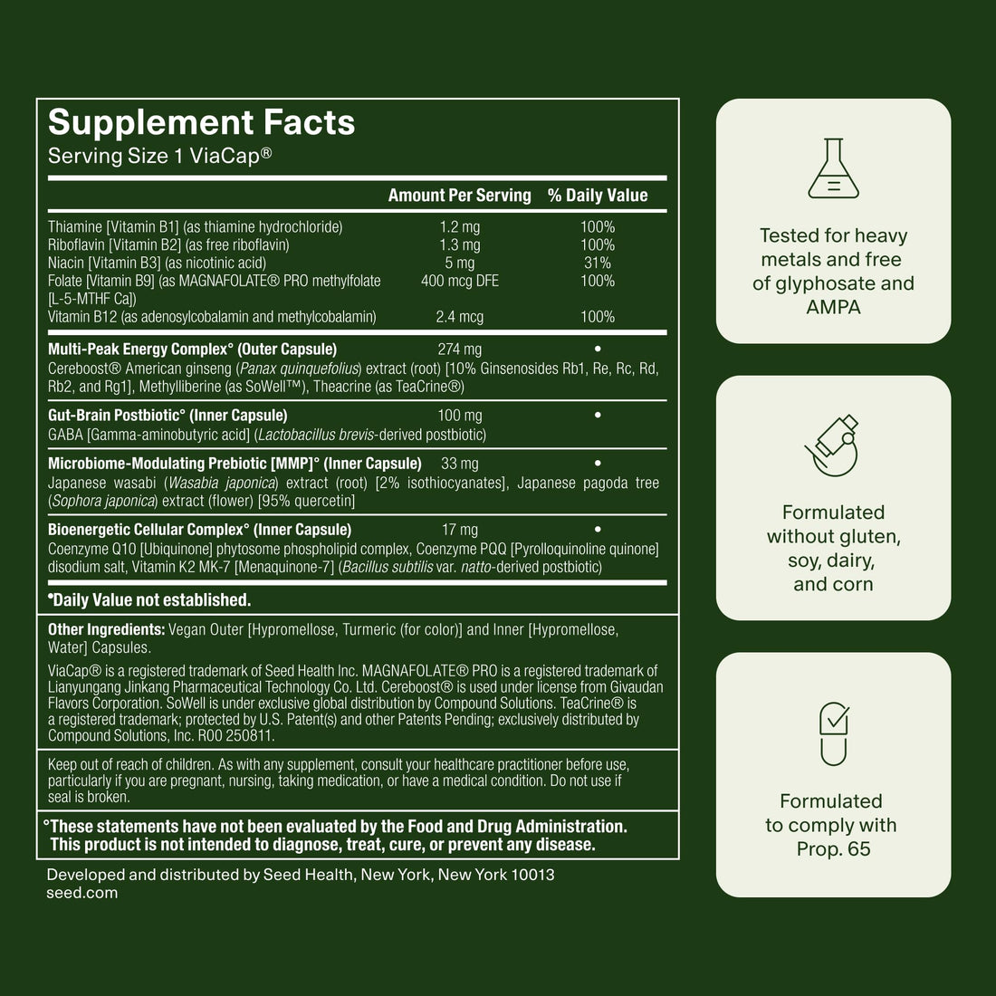 Seed AM-02 Energy + Focus - Daily Nootropic Supplement for Women & Men - Fast-Acting & Sustained Energy for Up to 6 Hours - Caffeine-Free Vegan & Shelf-Stable - 30 Capsules (30-Day Supply) Visit the Seed StoreUS supplements
