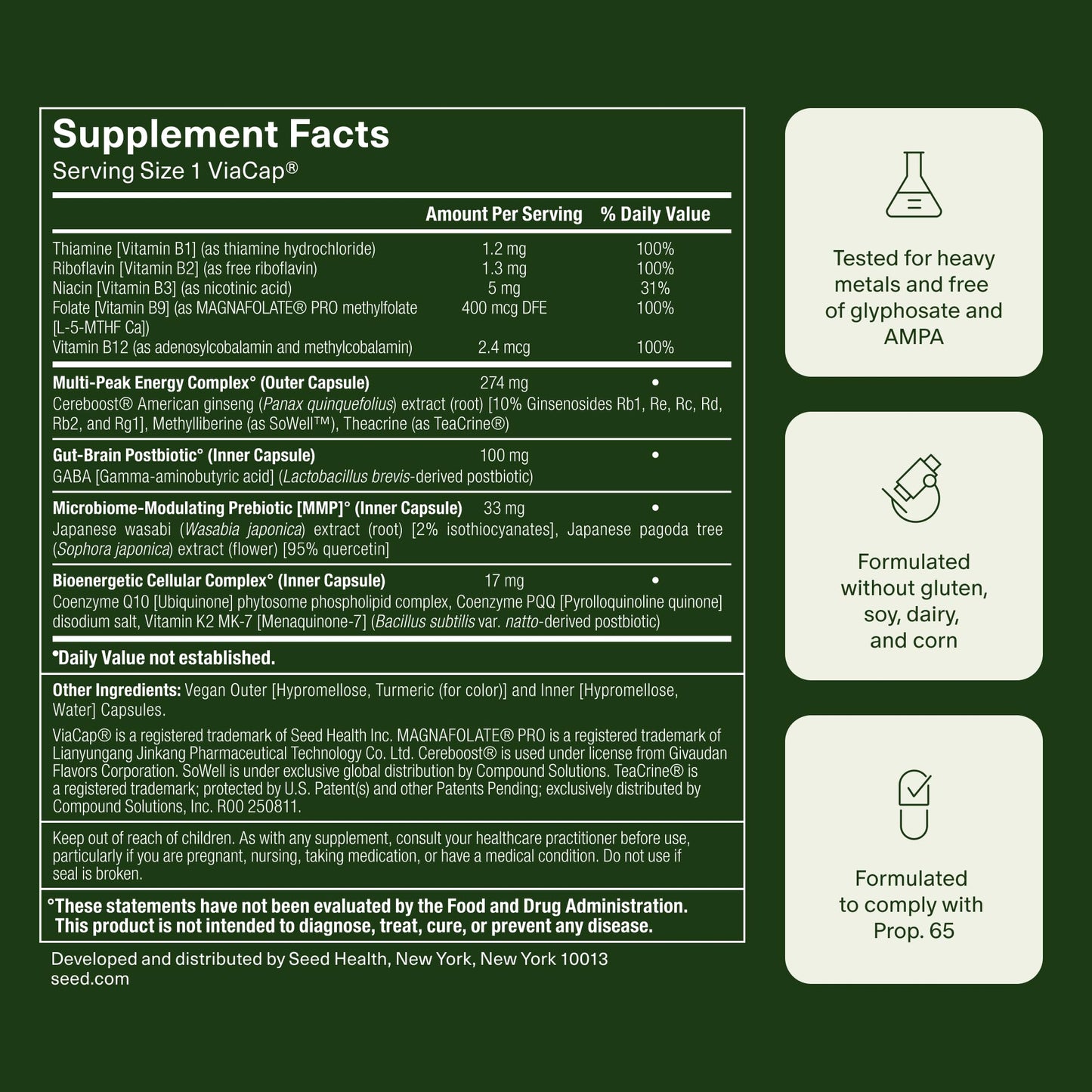 Seed AM-02 Energy + Focus - Daily Nootropic Supplement for Women & Men - Fast-Acting & Sustained Energy for Up to 6 Hours - Caffeine-Free Vegan & Shelf-Stable - 30 Capsules (30-Day Supply) Visit the Seed StoreUS supplements