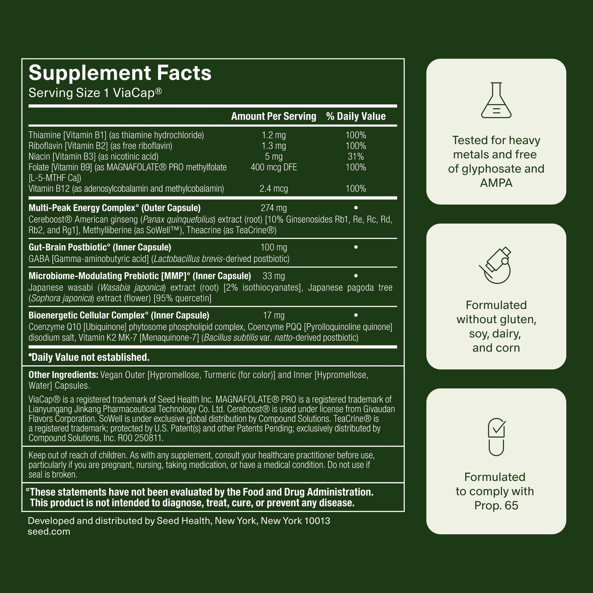 Seed AM-02 Energy + Focus - Daily Nootropic Supplement for Women & Men - Fast-Acting & Sustained Energy for Up to 6 Hours - Caffeine-Free Vegan & Shelf-Stable - 30 Capsules (30-Day Supply) Visit the Seed StoreUS supplements