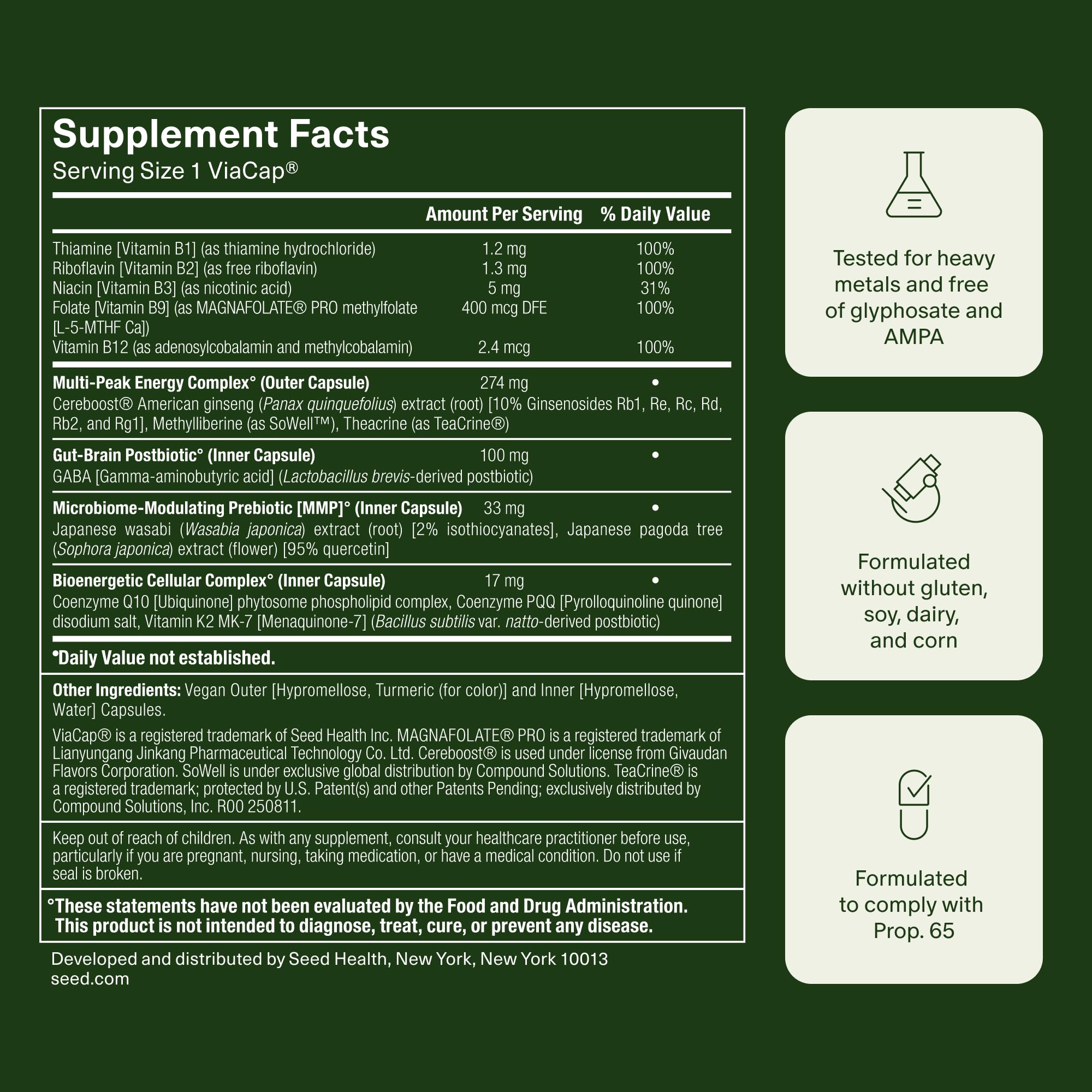 Seed AM-02 Energy + Focus - Daily Nootropic Supplement for Women & Men - Fast-Acting & Sustained Energy for Up to 6 Hours - Caffeine-Free Vegan & Shelf-Stable - 30 Capsules (30-Day Supply) Visit the Seed StoreUS supplements