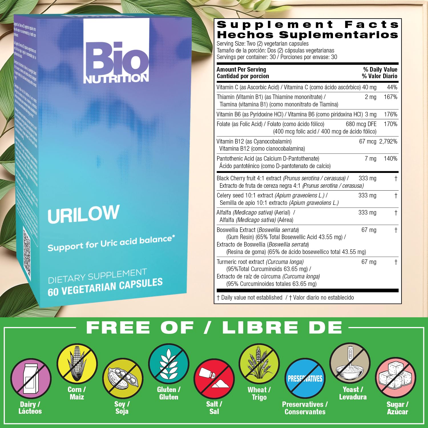 Bio Nutrition 2 Pack Urilow 60 Vegetarian Capsules | Natural Support for Urinary Health | Promotes a Healthy Uric Acid Balance Bio NutritionAu supplements