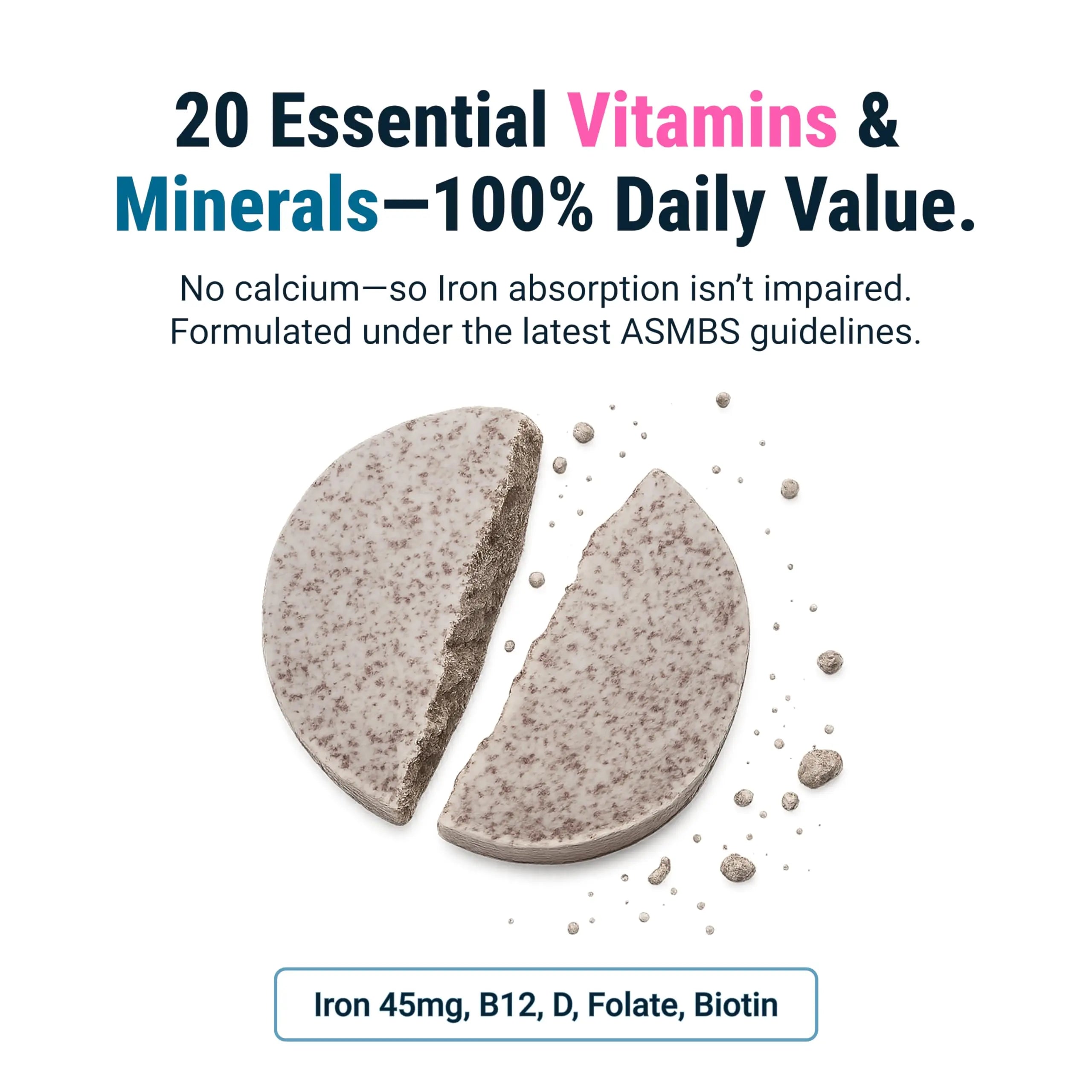 BariatricPal Multivitamin ONE 1 per Day! Bariatric Multivitamin Chewable with 45 mg of Iron | Orange Citrus | Vitamin for Bariatric Surgery Patients BariatricPalAu supplements