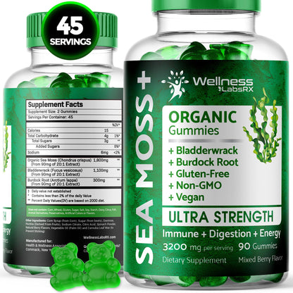 WELLNESS LABSRX Sea Moss Gummies, 3200mg Organic Seamoss, Irish Sea Moss WELLNESS LABSRXUS supplements