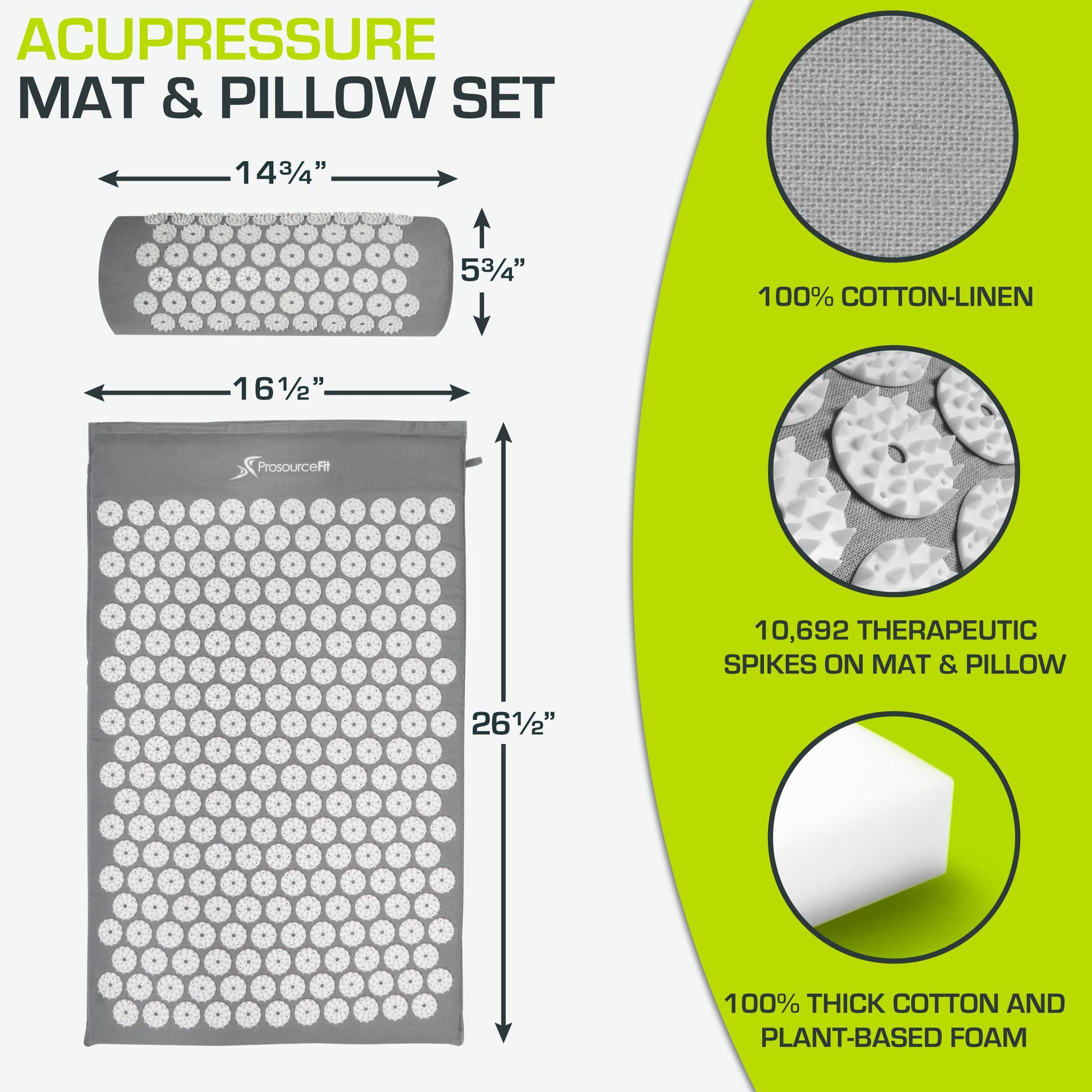 ProsourceFit Acupressure Mat and Pillow Set for Back/Neck Pain Relief and Muscle Relaxation ProsourceFitAu supplements