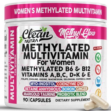 Methylated Multivitamin for Women Vitamins B6 Methyl B12 A B C D K E Folate Choline Omega 3 Thiamine Riboflavin Iron Clean NutraceuticalsAu supplements