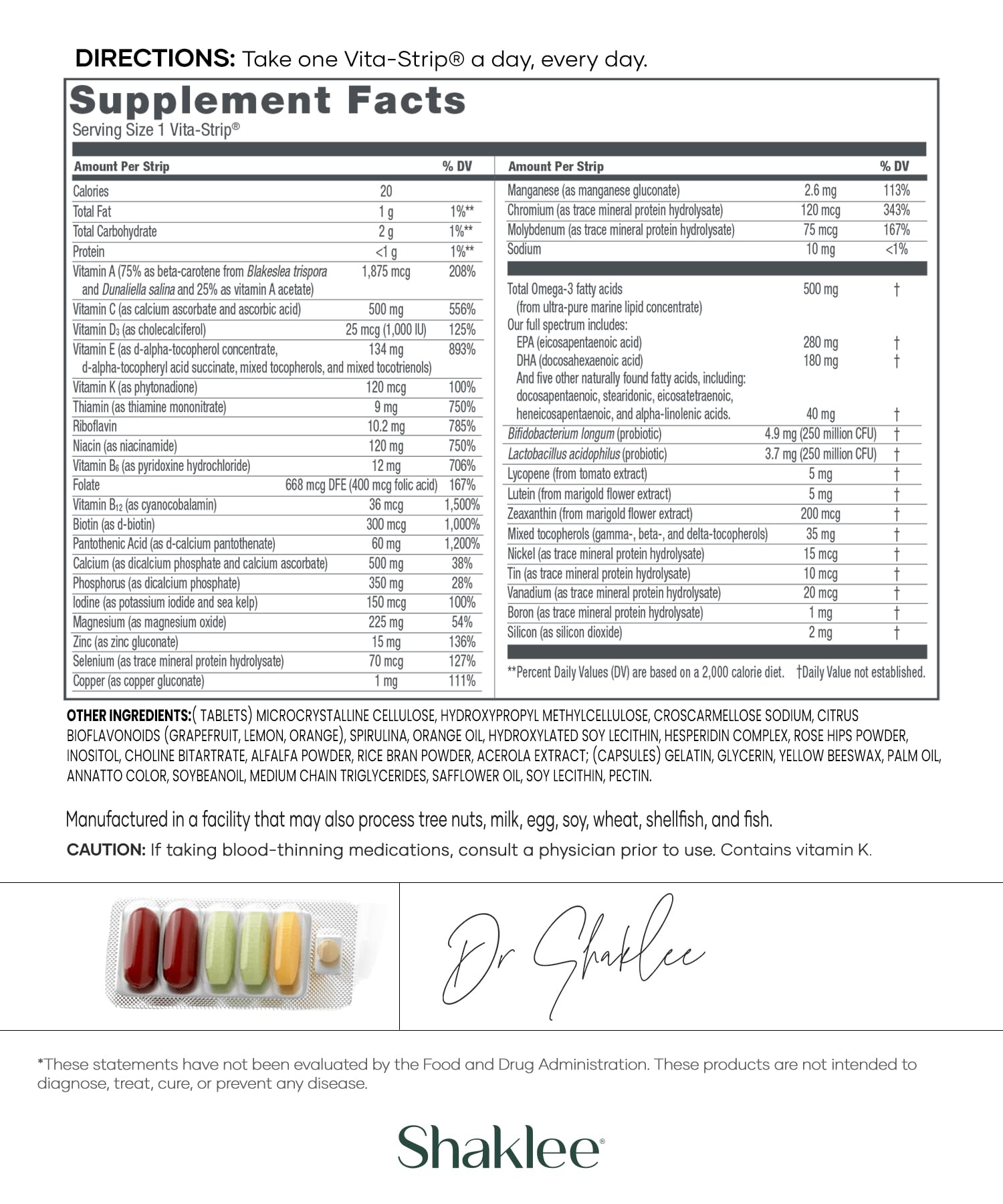 Shaklee - Vitalizer™ Men - Advanced Nutrition Vita-Strips® with Vitamins, Minerals, Omega-3s, Probiotics & More for Heart, Joint, Immune, Bone, Digestive Health & Physical Energy - 30 Vita-Strips® ShakleeAu supplements