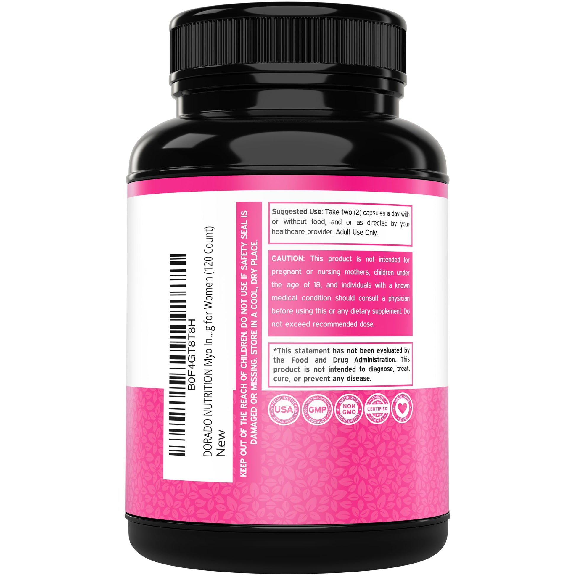 Inositol Capsules (Myo Inositol) (1000mg Per Serving 120 Capsules) Myo Inositol Supplement for Women Hormone Balance Support - Vegan Safe - Third Party Tested - Gluten Free & Made in USA (120 Count) DORADO NUTRITIONAu supplements
