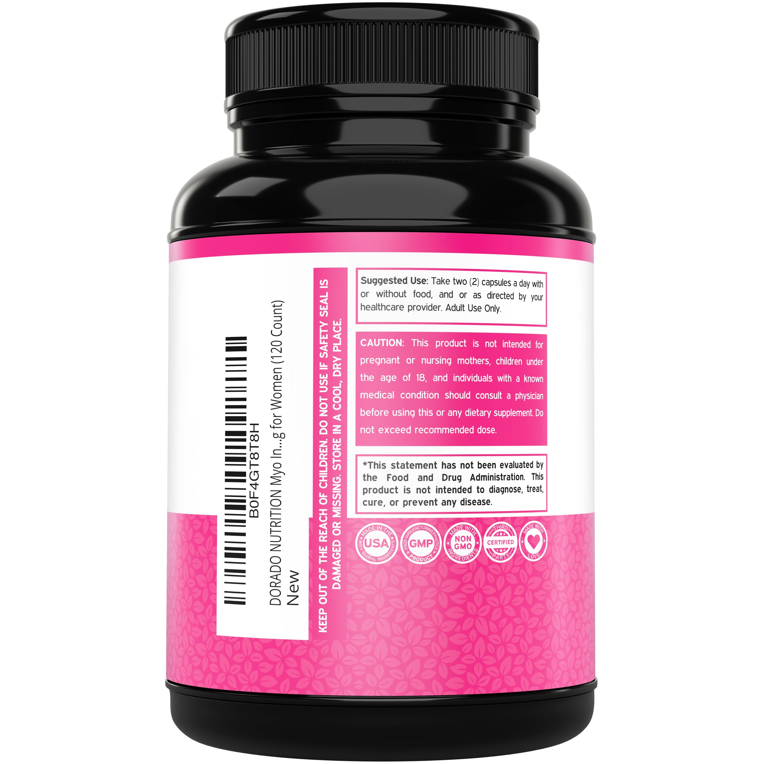 Inositol Capsules (Myo Inositol) (1000mg Per Serving 120 Capsules) Myo Inositol Supplement for Women Hormone Balance Support - Vegan Safe - Third Party Tested - Gluten Free & Made in USA (120 Count) DORADO NUTRITIONAu supplements