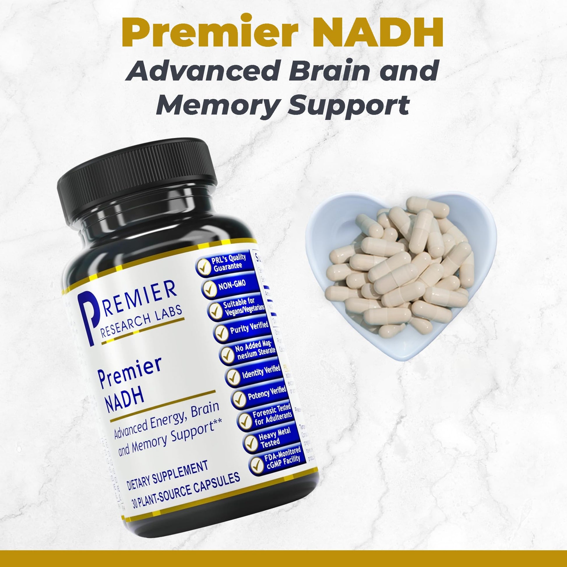 Premier Research Labs NADH - NADH Supplement, NAD Supplement for Men & Women, Nicotinamide Adenine Dinucleotide, Cell Regenerator, Respiratory Support - 30 Vegetarian Capsules Premier Research LabsAu supplements