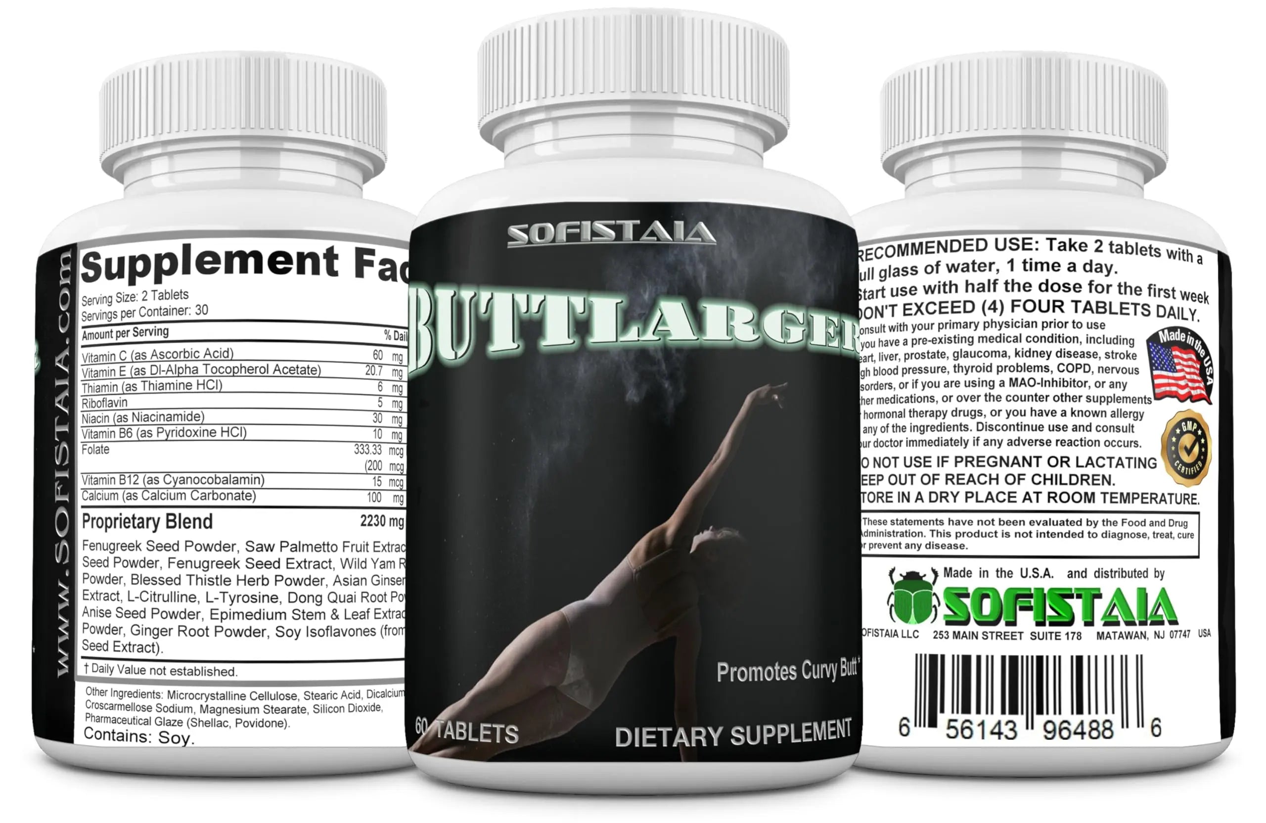 BEAUTIFYEM Sofistaia BUTTLARGER Natural Enhancement Supplement, 60 Tablets, Essential Nutrients for Curves and Confidence BEAUTIFYEMnz supplements