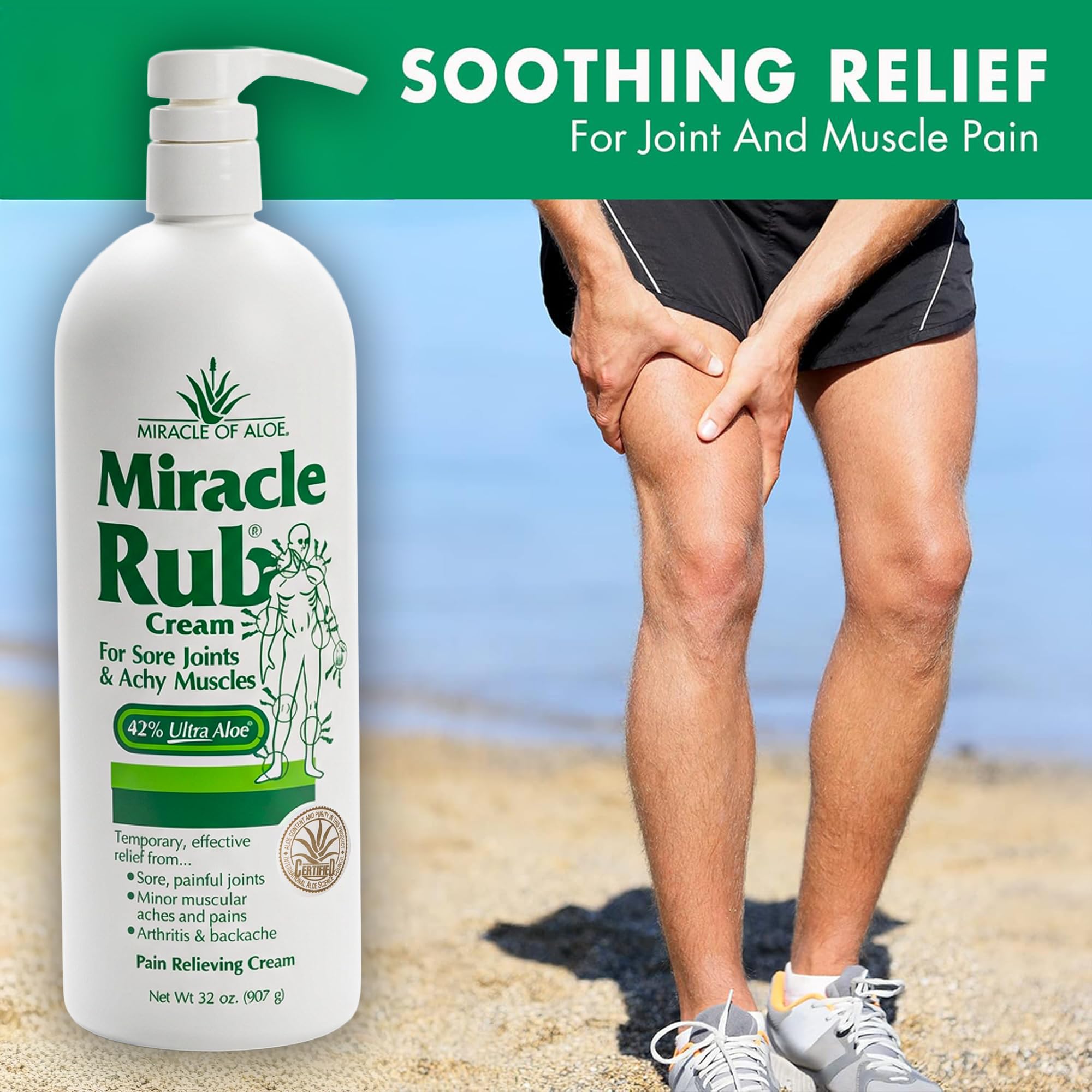 Miracle of Aloe Miracle Rub Pain Relieving Cream 32 oz, Fast & Effective Relief for Arthritis, Muscle, and Joint Pain - Maximum Strength UltraAloe Formula, Topical Analgesic Miracle of AloeAu supplements