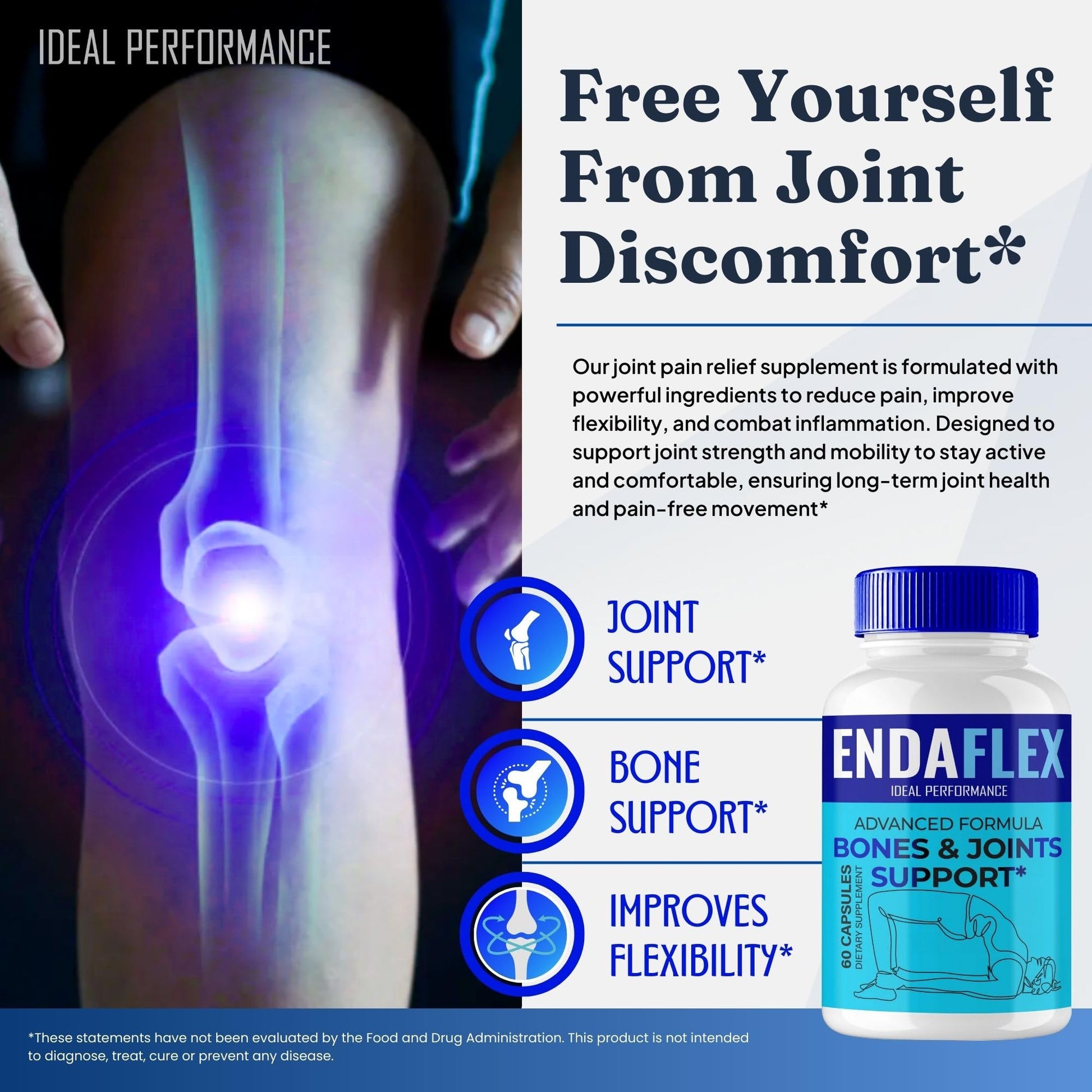 Endaflex Capsules, Advanced Joint Support Supplement Pills for Mobility and Comfort - Maximum Strength, Official Enda Flex Joint Support All Natural Formula, Premium Enda-Flex Reviews (2 Pack) IDEAL PERFORMANCEAu supplements