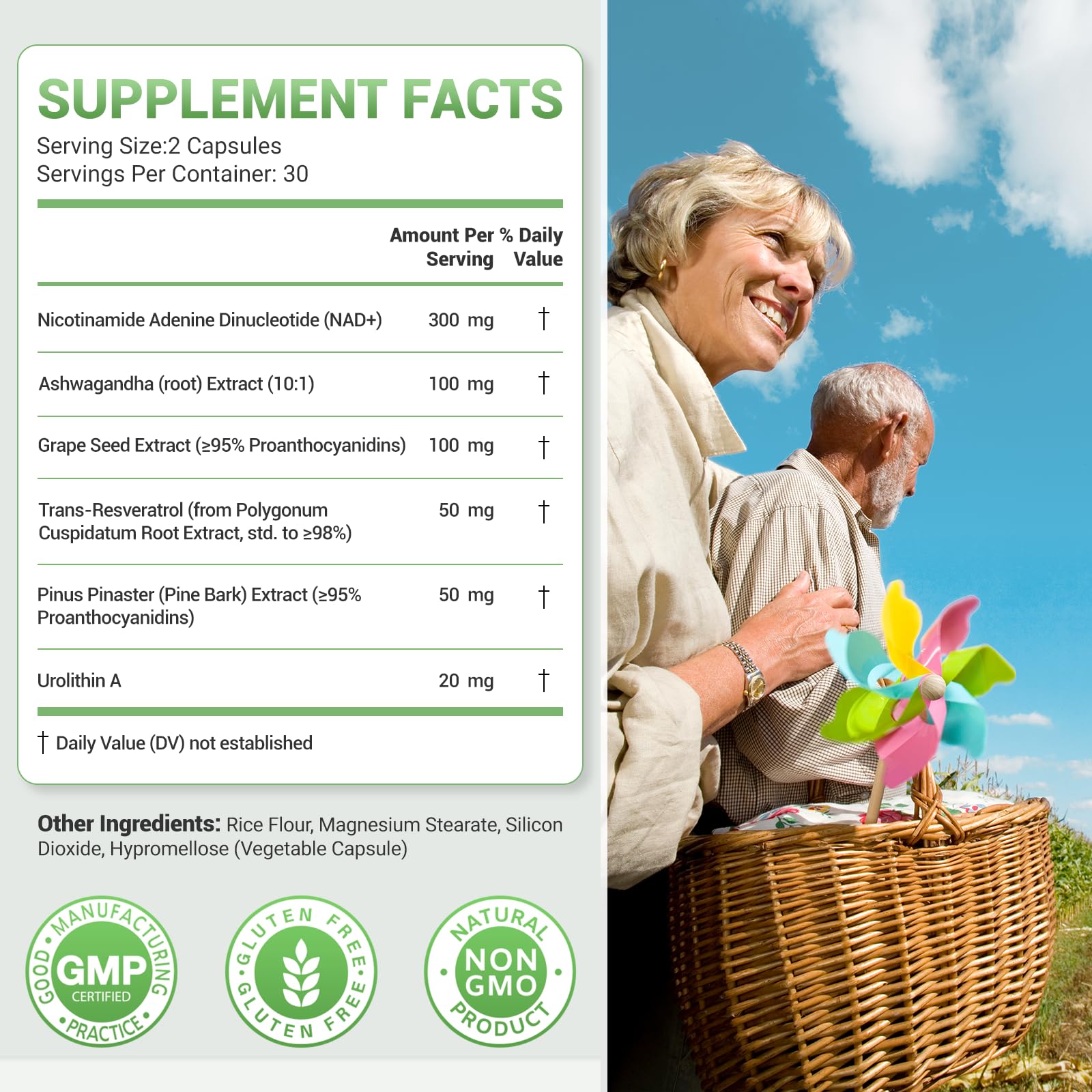 Nature Whisper NAD+ Supplement 620mg | 6-in-1 Complex with Resveratrol, Ashwagandha & Urolithin A - Daily Energy Stack for Focus, Brain Fog & Healthy Aging - 60 Capsules Nature WhisperAu supplements