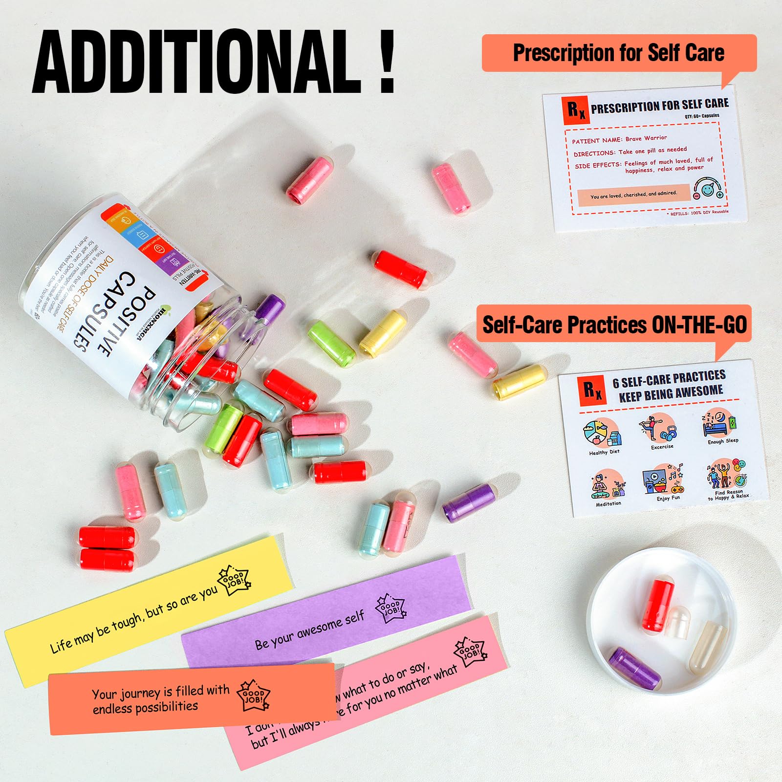 HIONXMGA Positive Messages in a Bottle (60+ Positive Affirmations),Self Care Gifts for Women Men HIONXMGAAu supplements