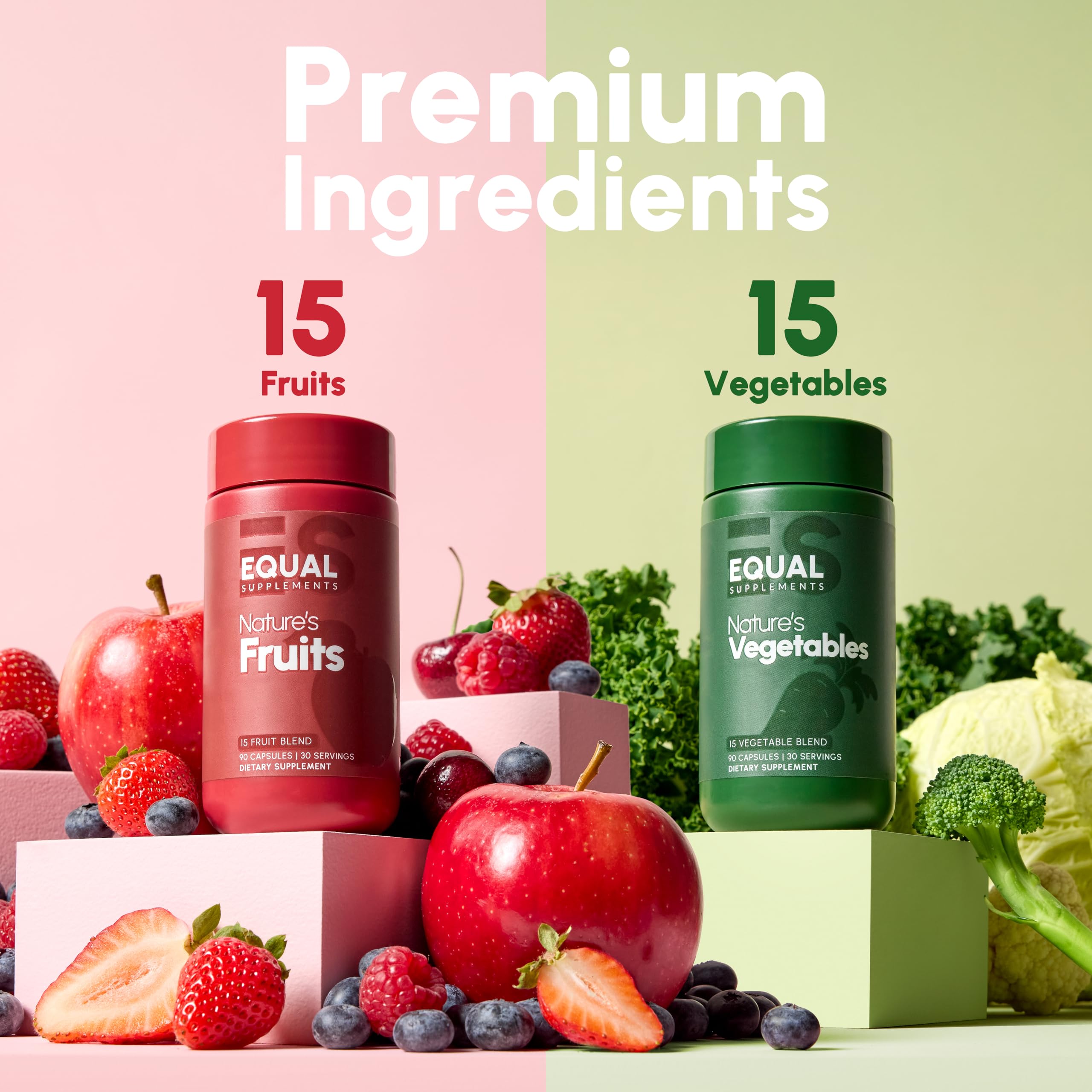 Equal Supplements Fruits and Vegetables Capsules | 2 Month Supply | GMP Certified-Manufactured in US | Fruit and Veggies Supplement for Balance | of Nature, Fruit and Vegetable Capsule for Adults Equal SupplementsAu supplements