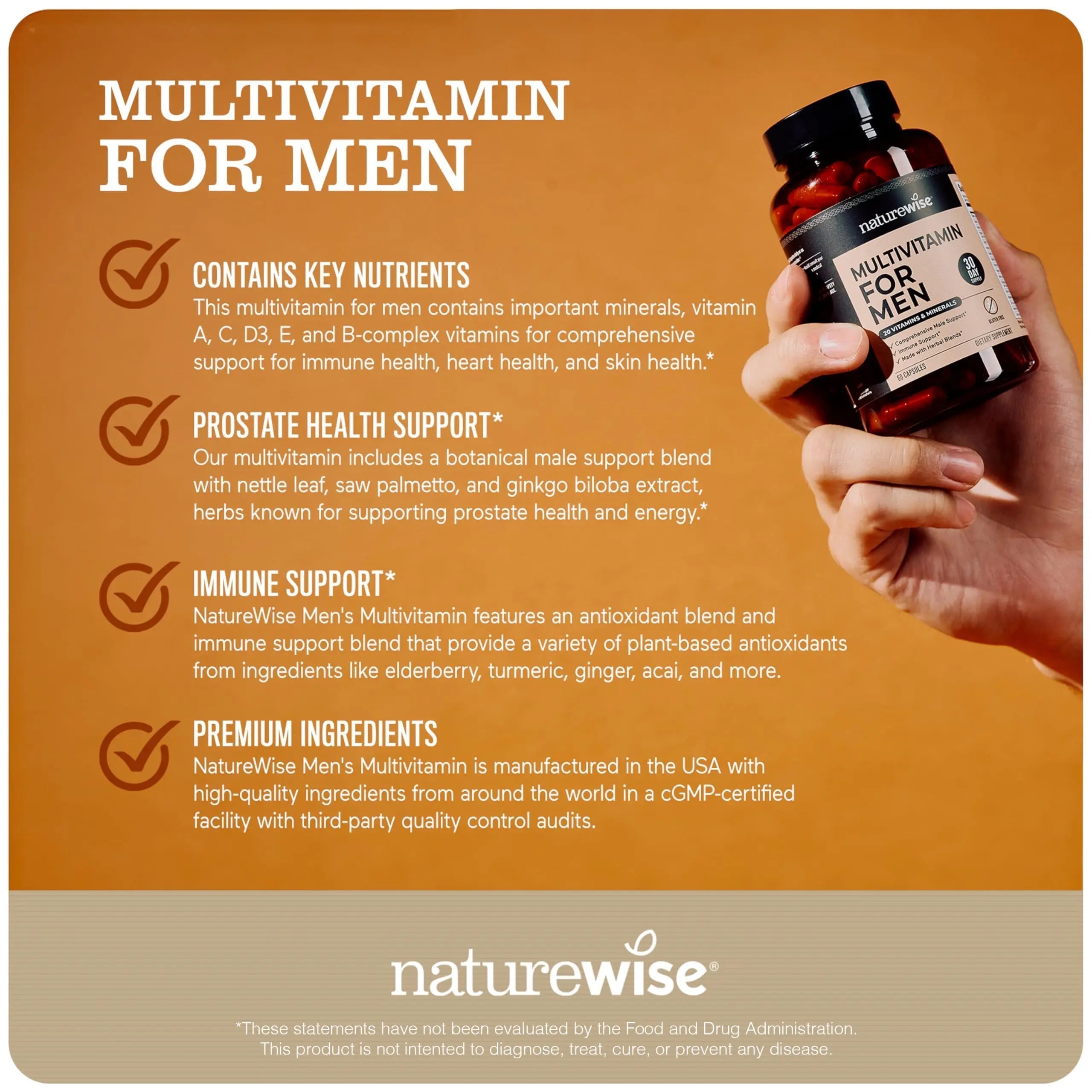 NatureWise [1] Multivitamin for Men - Non-GMO - 90 Capsules[45-Day Supply] + (Pack of 2) Omega 3 Fish Oil 1000mg + Vitamin E - Wild-Caught - 60 Softgels[30-Day Supply] NatureWiseAu supplements