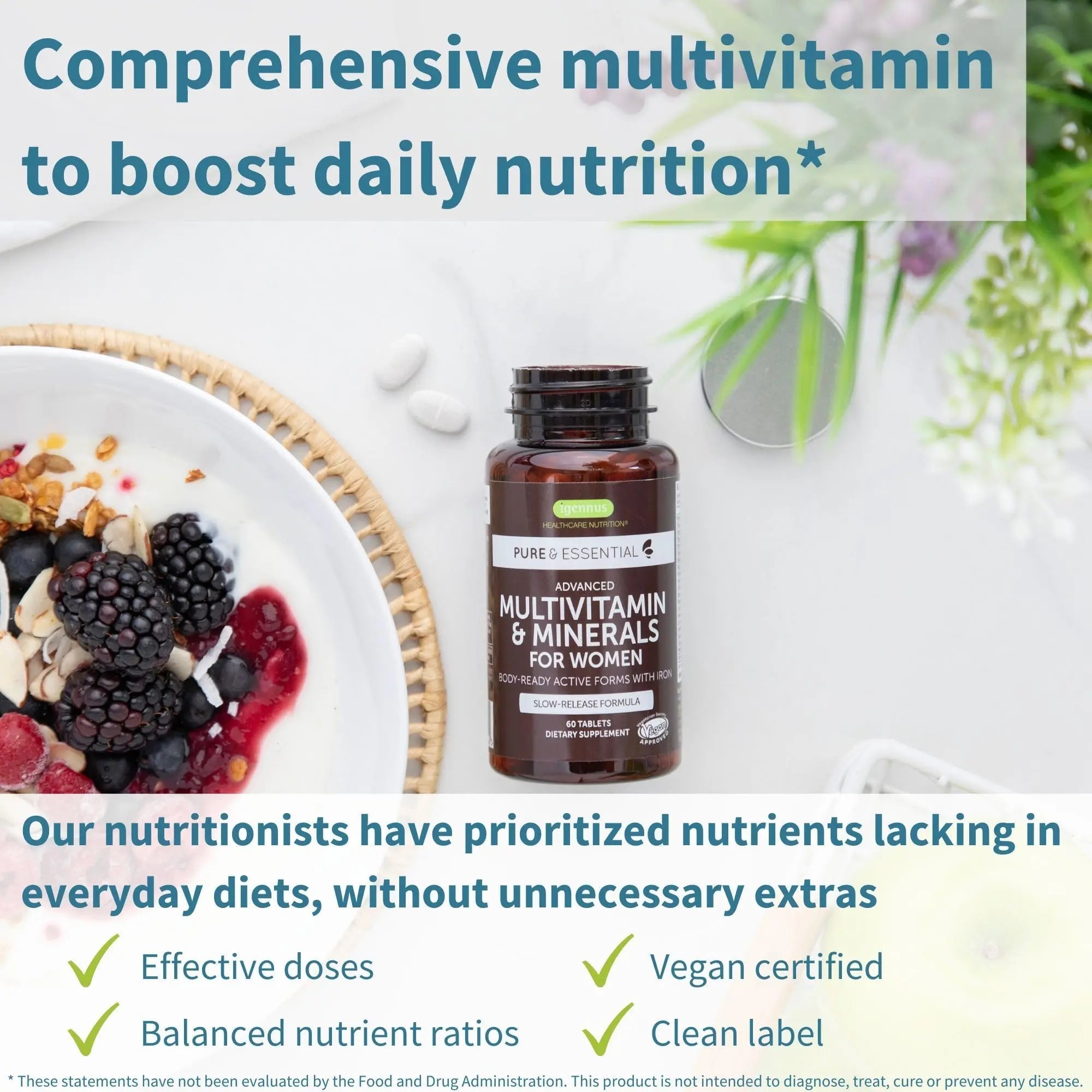 Multivitamin & Minerals for Women + Advanced Kids Multivitamin Gummy Vegan Bundle, with Methylated B-Vitamins, Vitamin A, C, D3 & E Igennus Healthcare NutritionAu supplements