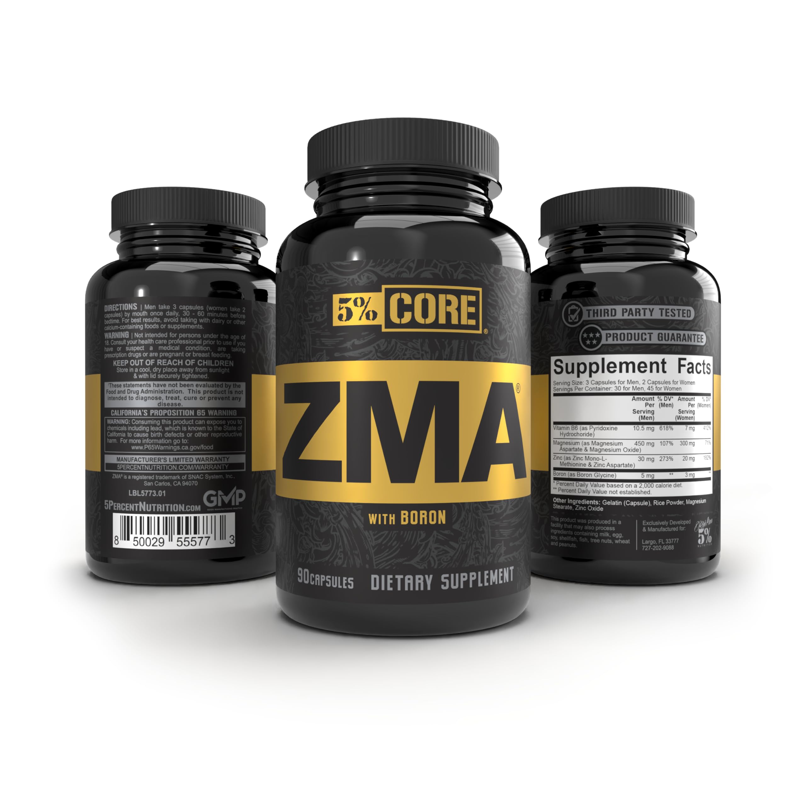 5% Nutrition Core ZMA (with Boron) | Promotes Recovery by Restoring Levels of Zinc, Magnesium & Vitamin B-6 (90 Capsules) 5% NutritionAu supplements