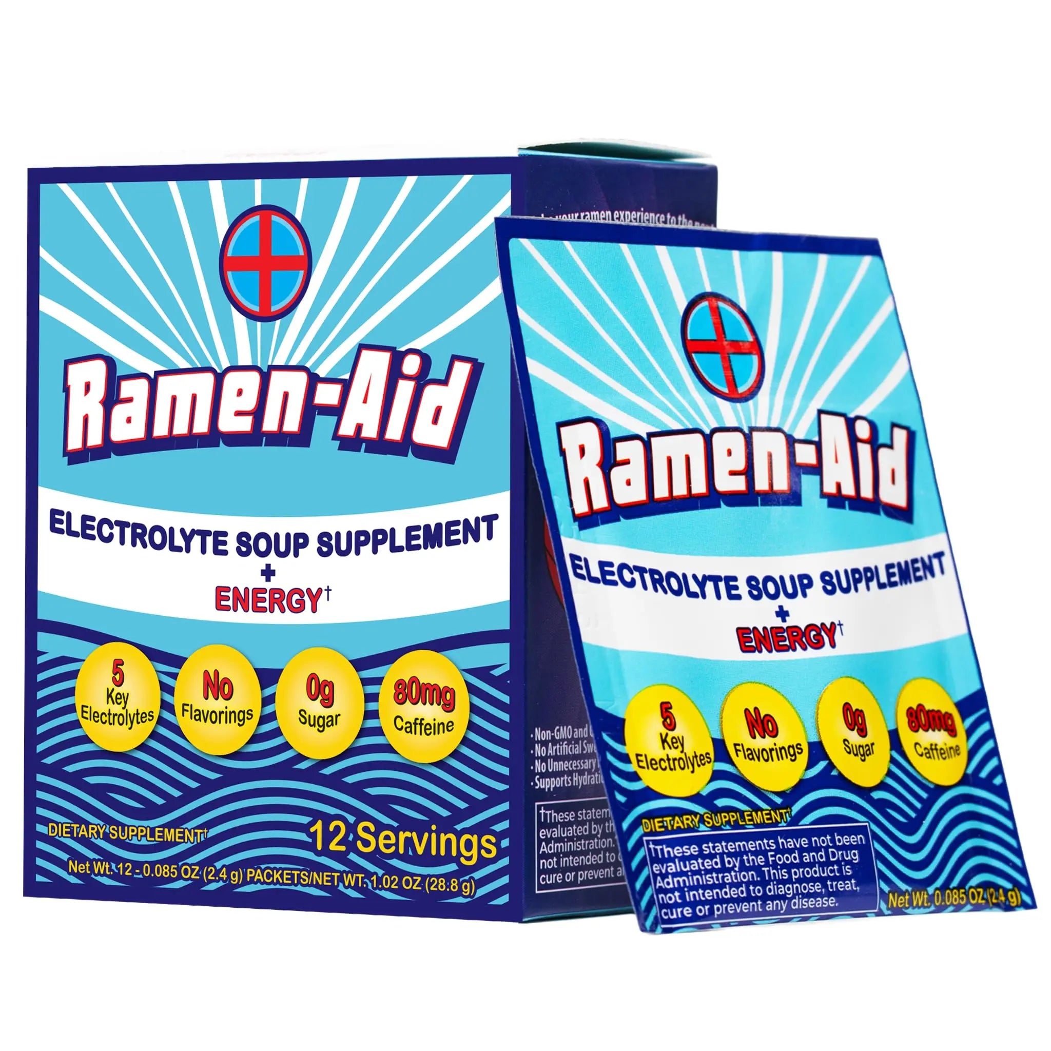 Ramen-Aid Electrolyte Soup Supplement with Energy, 80mg Caffeine, Sodium-Free, Sugar-Free, 12 Packets Ramen-AidAu supplements