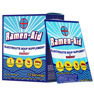Ramen-Aid Electrolyte Soup Supplement with Energy, 80mg Caffeine, Sodium-Free, Sugar-Free, 12 Packets Ramen-AidAu supplements