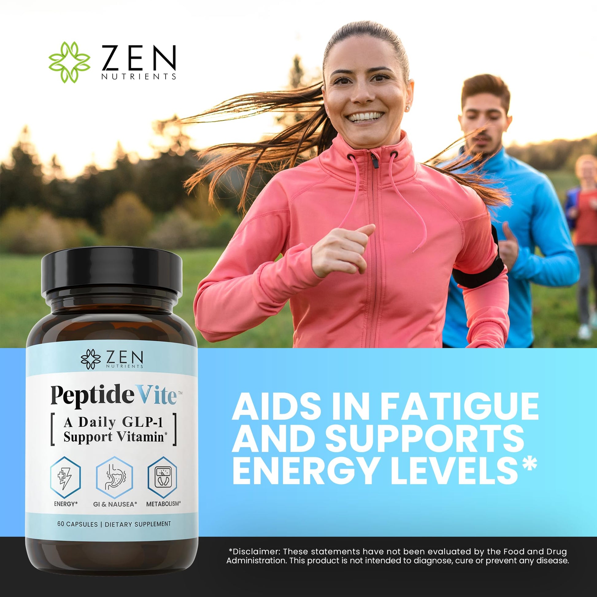 Zen Nutrients PeptideVite GLP-1 Support Vitamin for Gut Health with Probiotics, Bromelain, Chromium Picolinate & Organic Ginger (60 Capsules) Zen NutrientsAu supplements