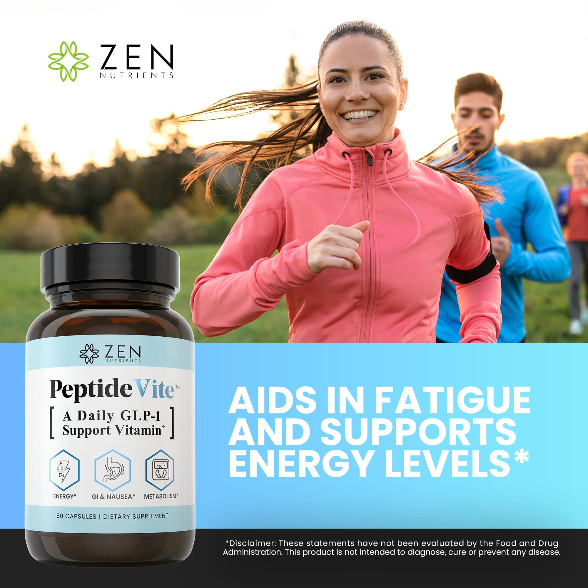 Zen Nutrients PeptideVite GLP-1 Support Vitamin for Gut Health with Probiotics, Bromelain, Chromium Picolinate & Organic Ginger (60 Capsules) Zen NutrientsAu supplements