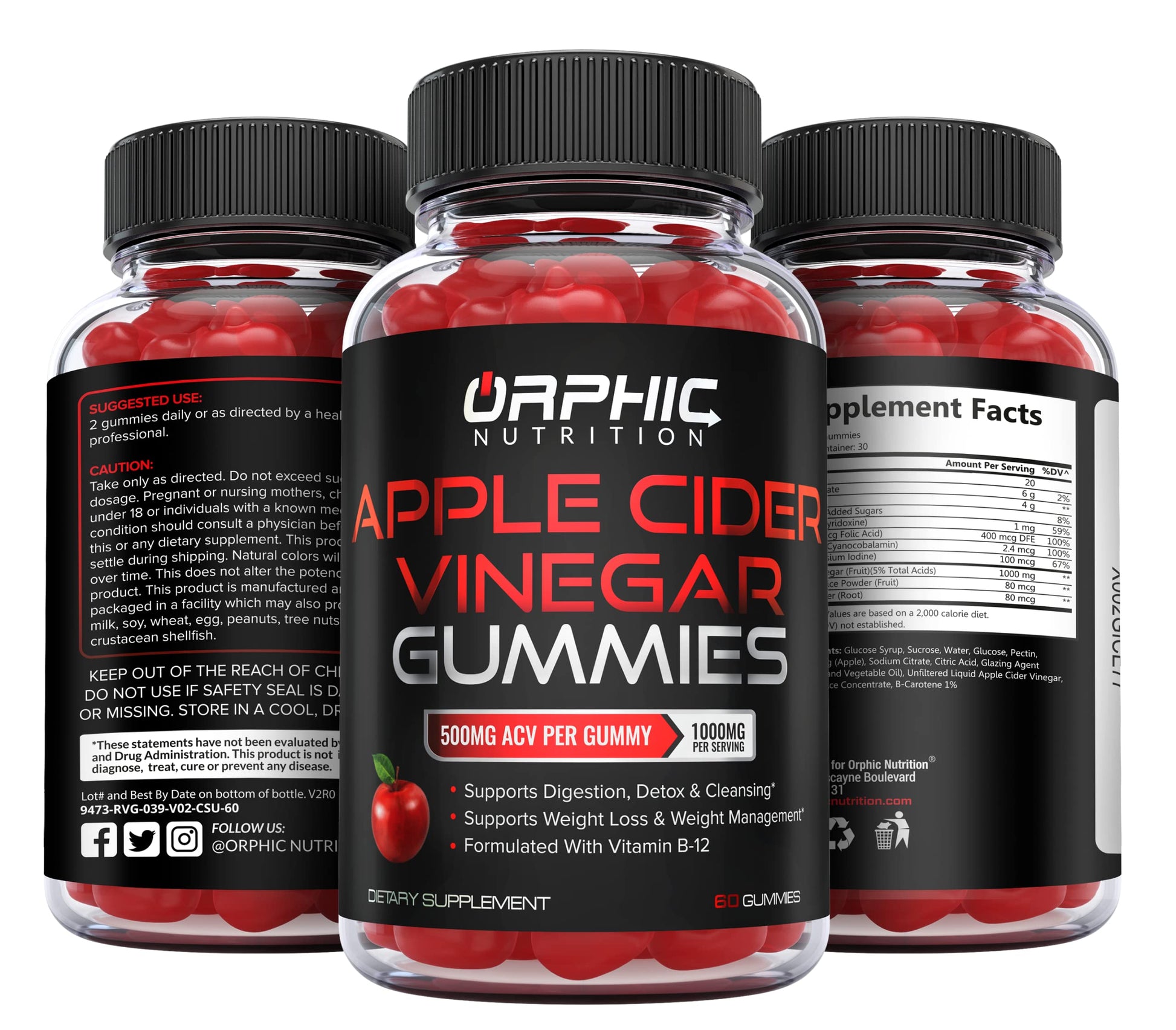 Apple Cider Vinegar Gummies - 1000mg - Formulated to Support Weight ORPHIC NUTRITIONUS supplements