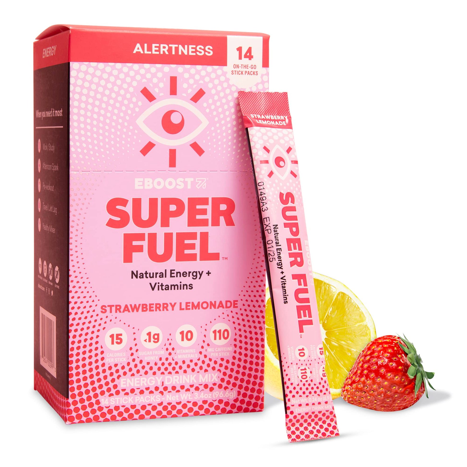 EBOOST Energy Drink Powder, Super Fuel - Strawberry Lemonade, 14 Packets - Pre-Workout EBOOSTAu supplements