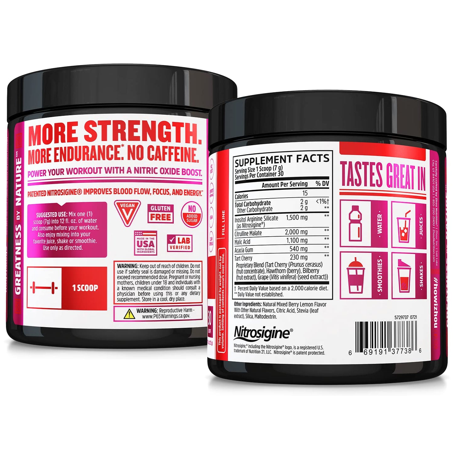 Zhou Nutrition Lite Up, Non-Stimulant Pre Workout Powder, Caffeine Free Nitric Oxide Zhou NutritionUS supplements