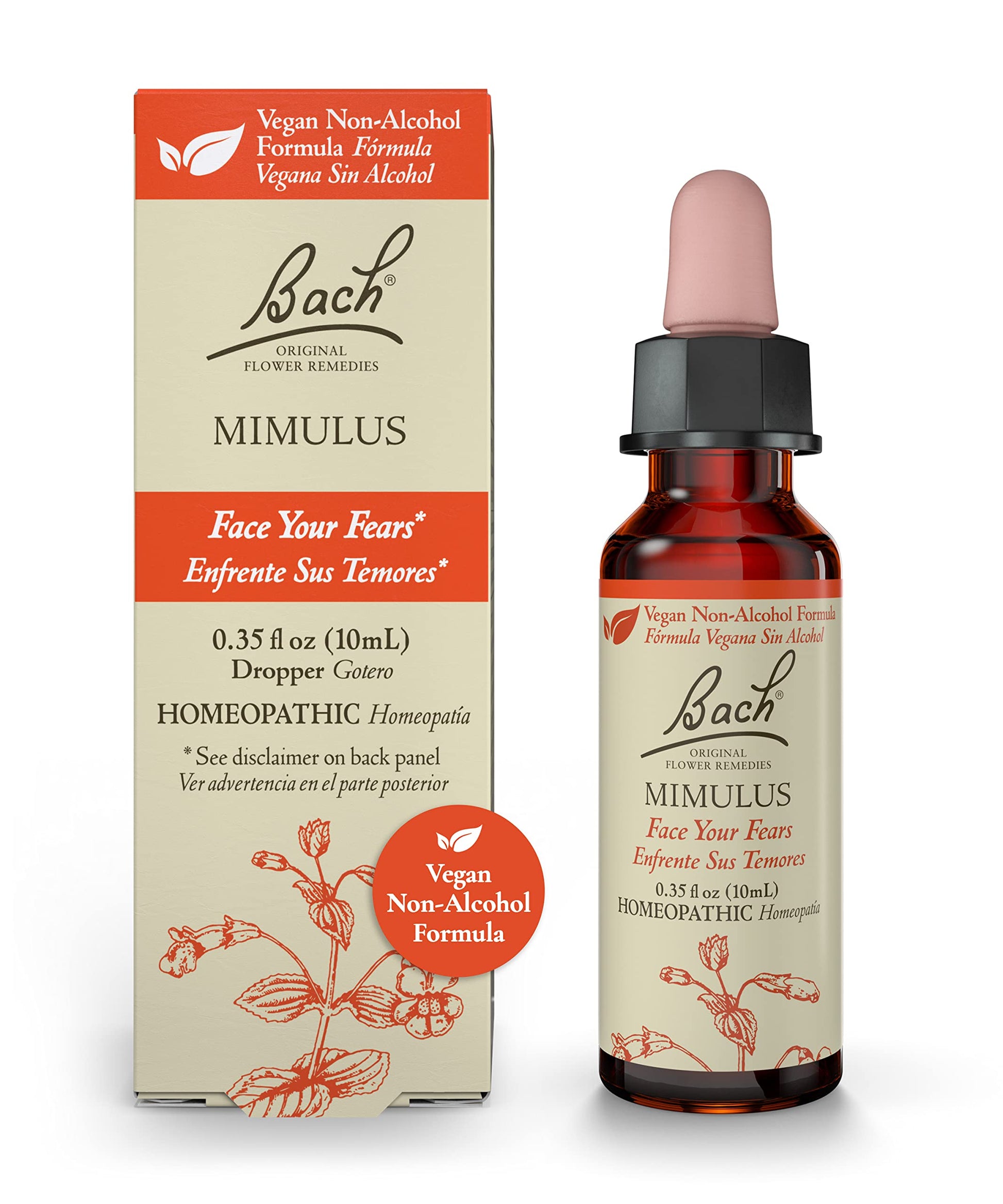 Bach Original Flower Remedies, Mimulus for Facing Fears (Non-Alcohol Formula), Natural Homeopathic BachAu supplements