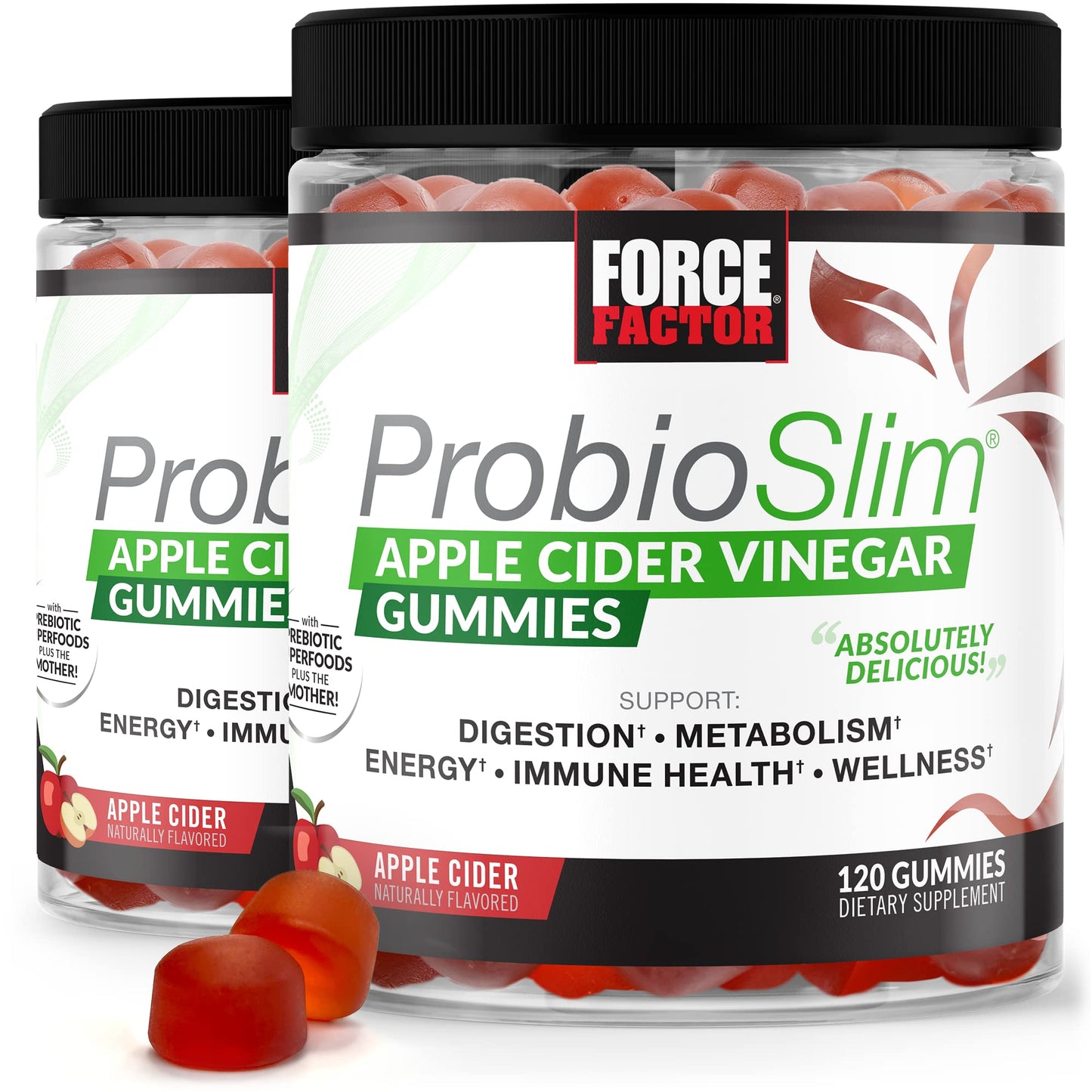 FORCE FACTOR ProbioSlim Apple Cider Vinegar Gummies Organic LactoSpore Prebiotics Force FactorUS supplements