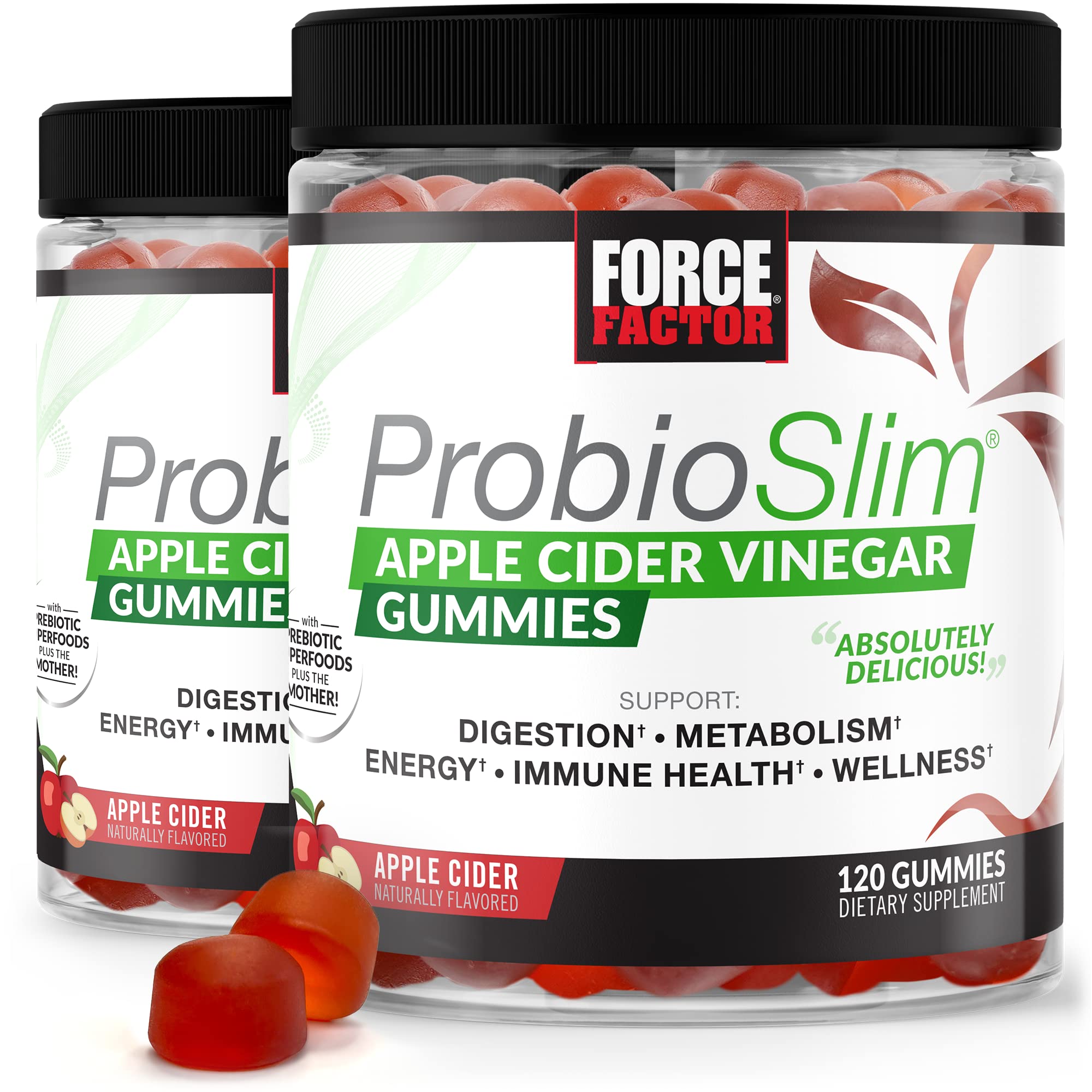 FORCE FACTOR ProbioSlim Apple Cider Vinegar Gummies Organic LactoSpore Prebiotics Force FactorUS supplements