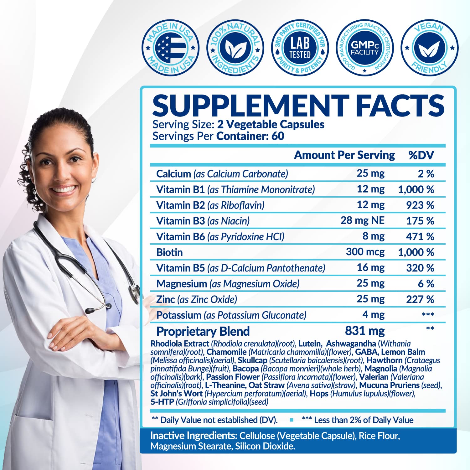 28 in 1 Calm Mood Support Supplement- Natural Happy Pills for Occasional Anxiousness & Stress, Worry feelings, Relaxation, Mental Clarity | Max Sleep & Mood Support for Women & Men|120 Vegan Capsules Rainbow Nutrients, LLCAu supplements