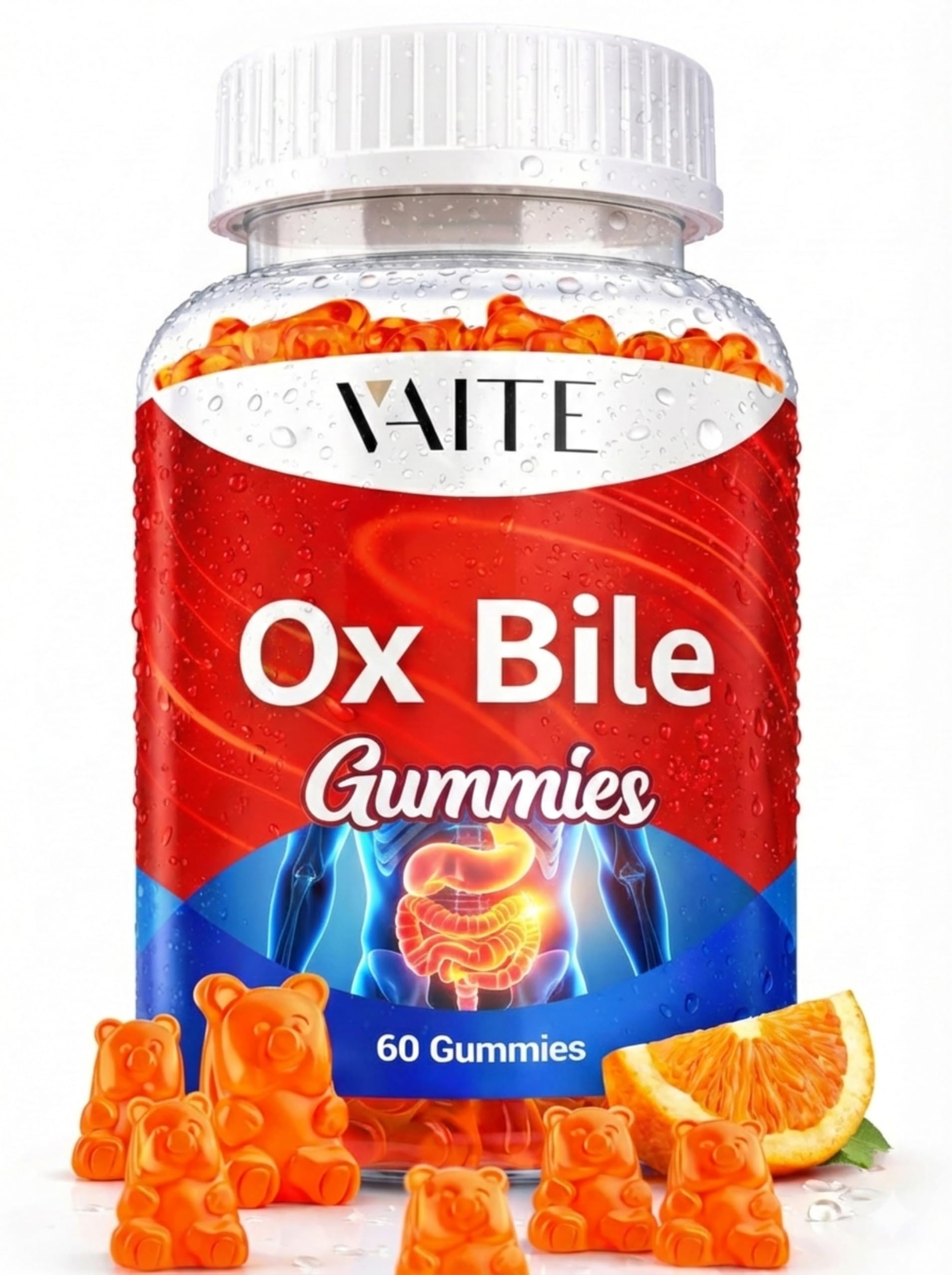 VAITE Ox Bile Gummies – 500mg Digestive Support for Gallbladder & Gut Health – Non-GMO, Sugar-Free Supplement – Helps Nutrient Absorption & Bile Flow – 60 Easy-to-Chew Bile Acid Chewables VAITEAu supplements