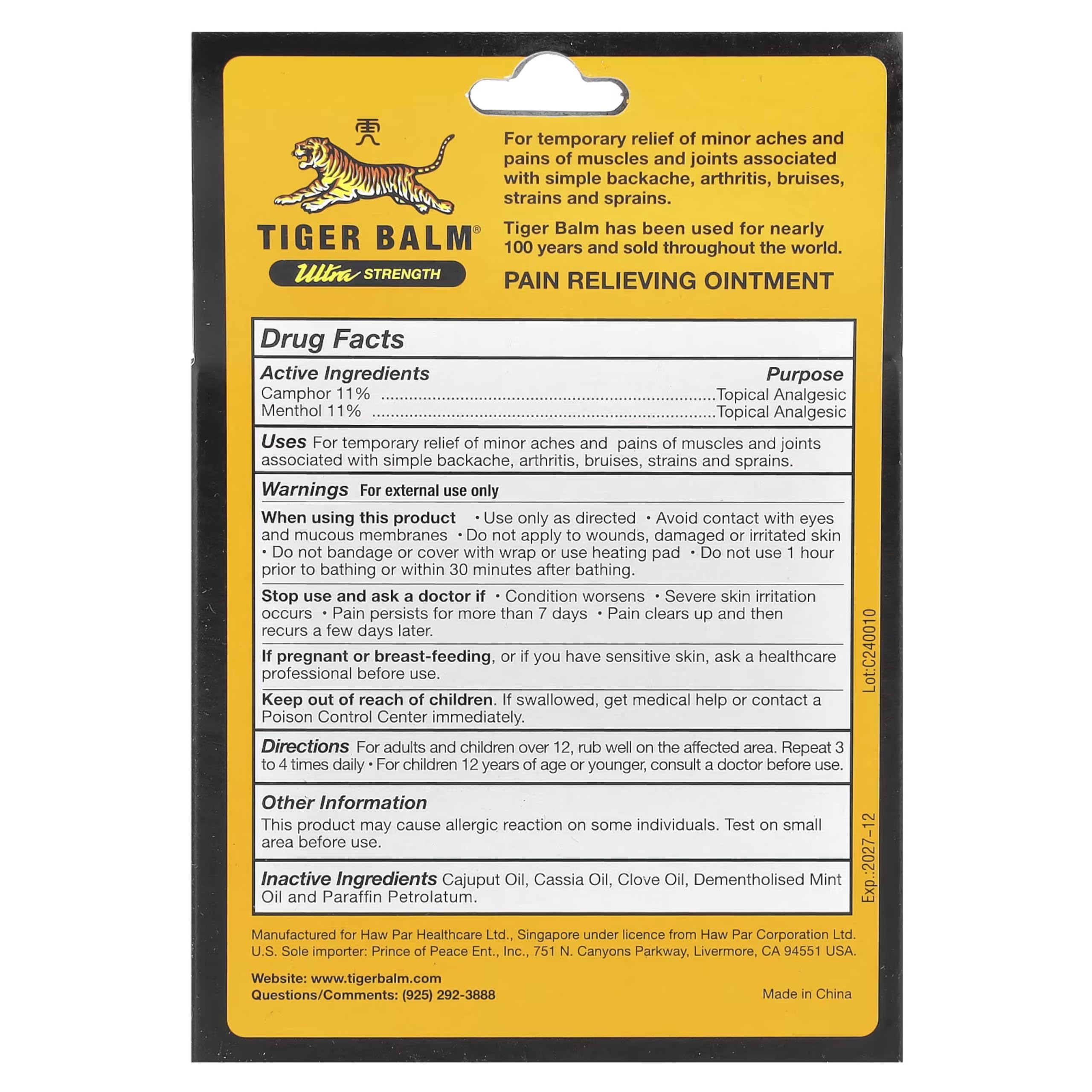 Tiger Balm Sport Rub Pain Relieving Ointment, Ultra Strength 1.70 oz (Pack of 5) Tiger BalmAu supplements