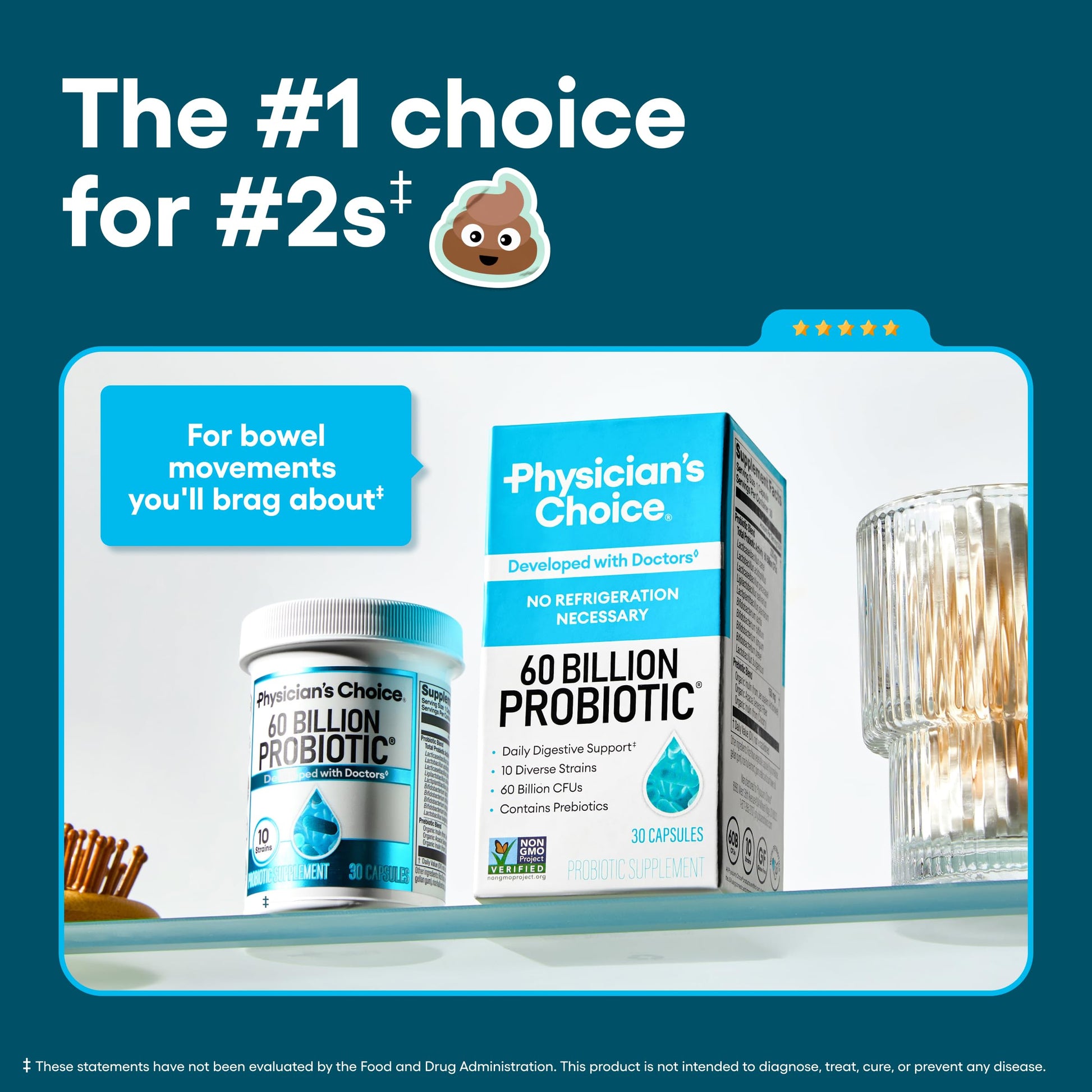 Physician's CHOICE Probiotics 60 Billion CFU - 10 Strains + Organic Prebiotics - Immune, Digestive & Gut Health - Supports Occasional Constipation, Diarrhea, Gas & Bloating - for Women & Men - 84ct Physician's CHOICEAu supplements