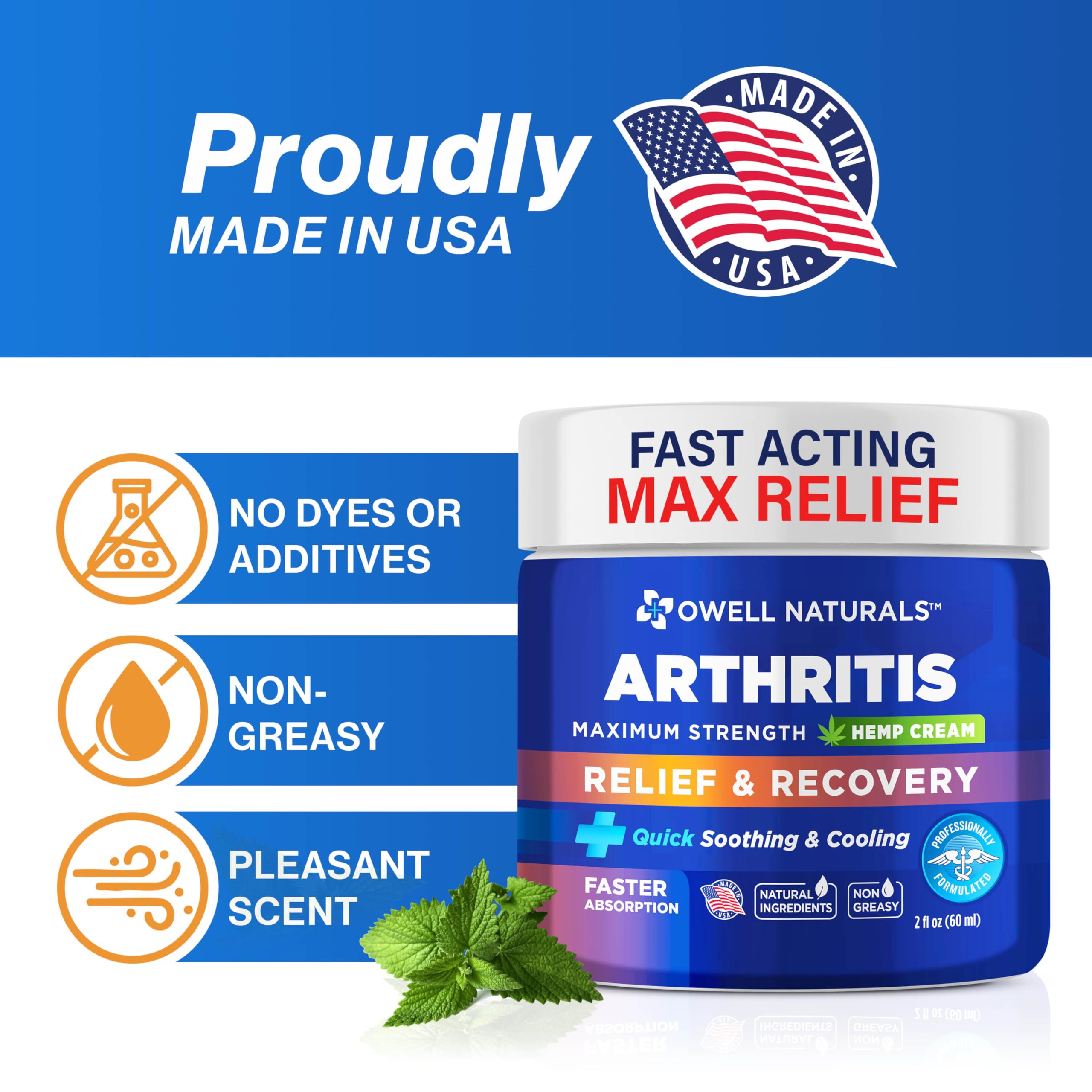Owell Naturals Joint & Muscle Cream, Deep Penetrating, Maximum Strength Relief & Recovery for Joint & Muscles, Back, Knee, Legs, Hands, 2 Fl Oz Owell NaturalsAu supplements